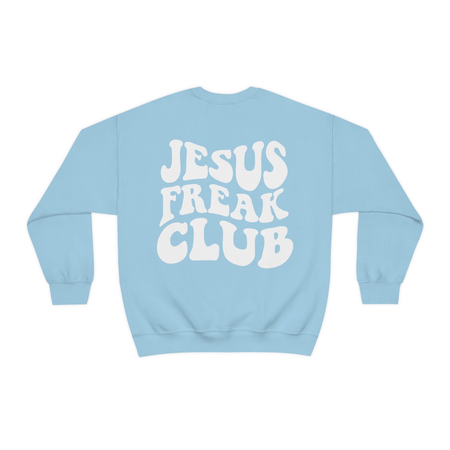 Vintage Jesus Freak Club Front & Back Design White Logo Unisex Heavy Blend™ Crewneck Sweatshirt