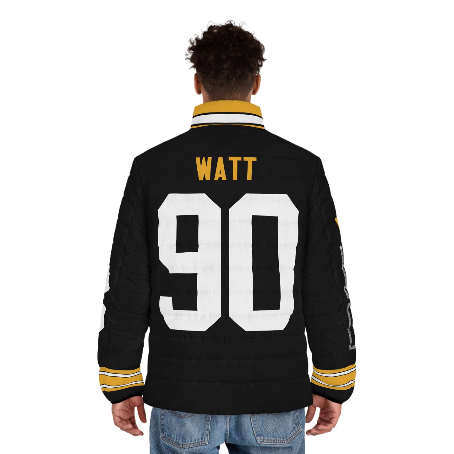 Watt 90 Custom Pittsburgh Any Name & Number Game Day Men's Puffer Coat/ Jacket