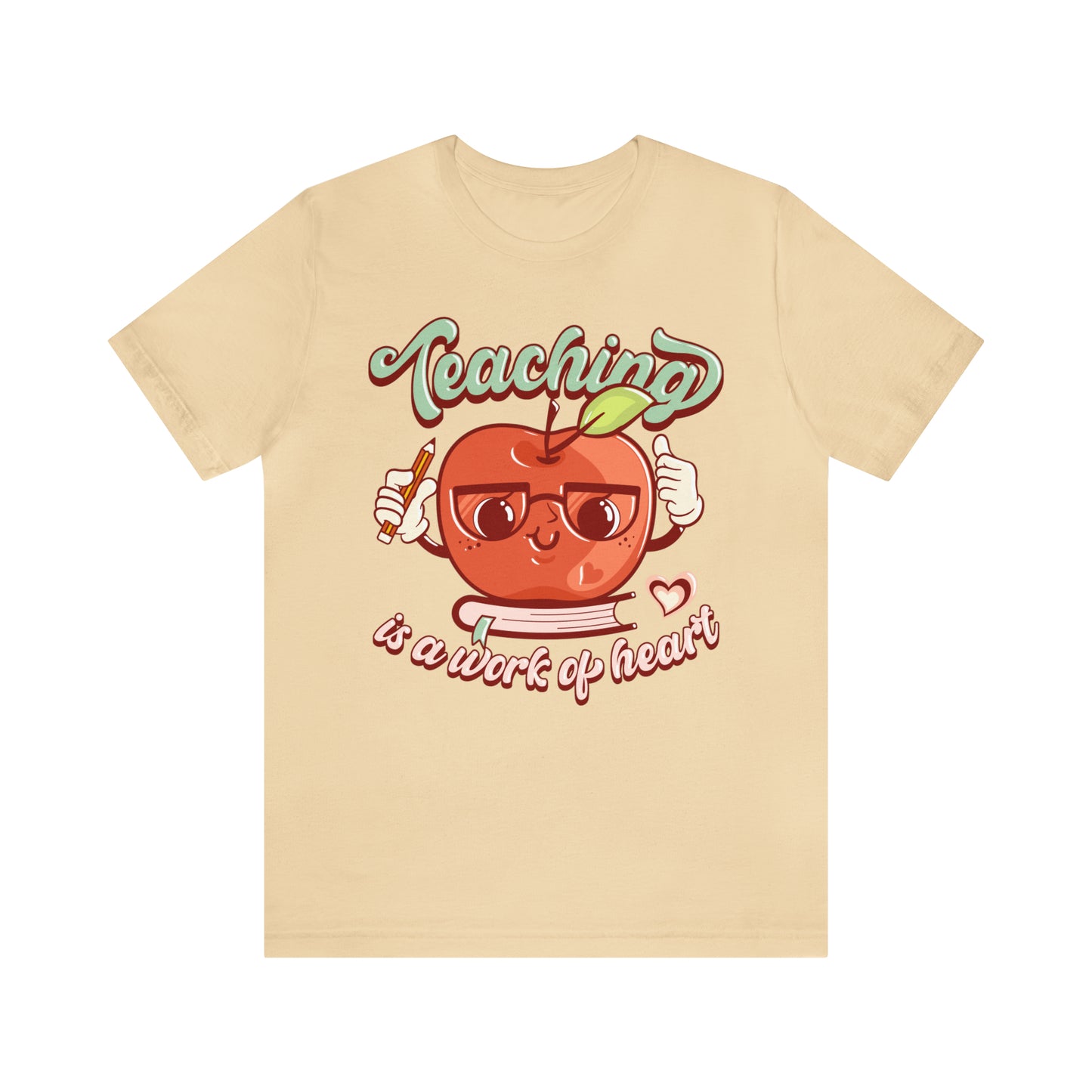 Vintage Teaching is a Work of Heart Unisex Jersey Short Sleeve Tee