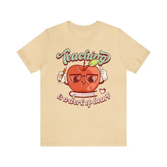 Vintage Teaching is a Work of Heart Unisex Jersey Short Sleeve Tee