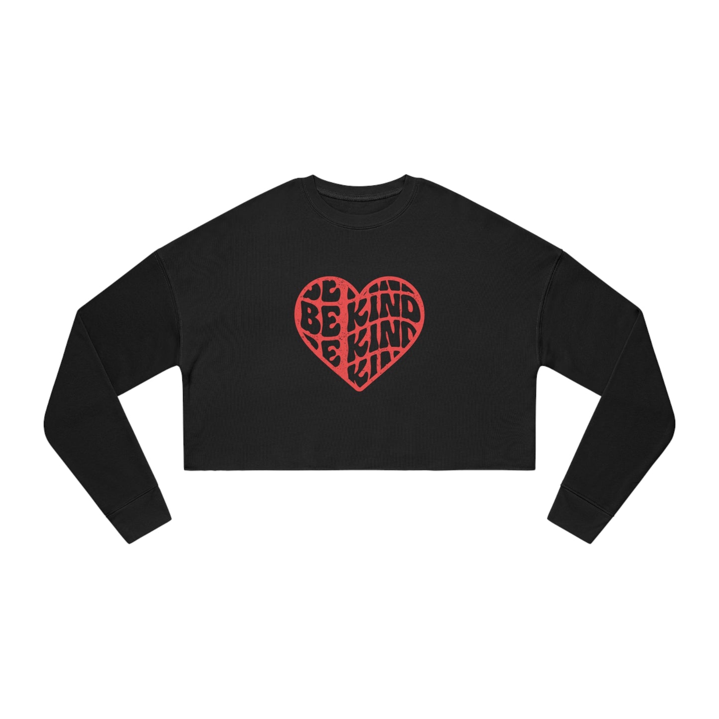 Be Kind Red Heart Women's Cropped Sweatshirt - Black