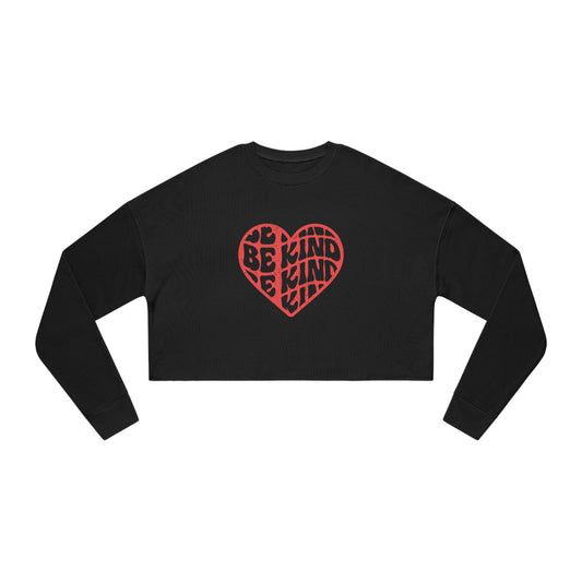 Be Kind Red Heart Women's Cropped Sweatshirt - Black