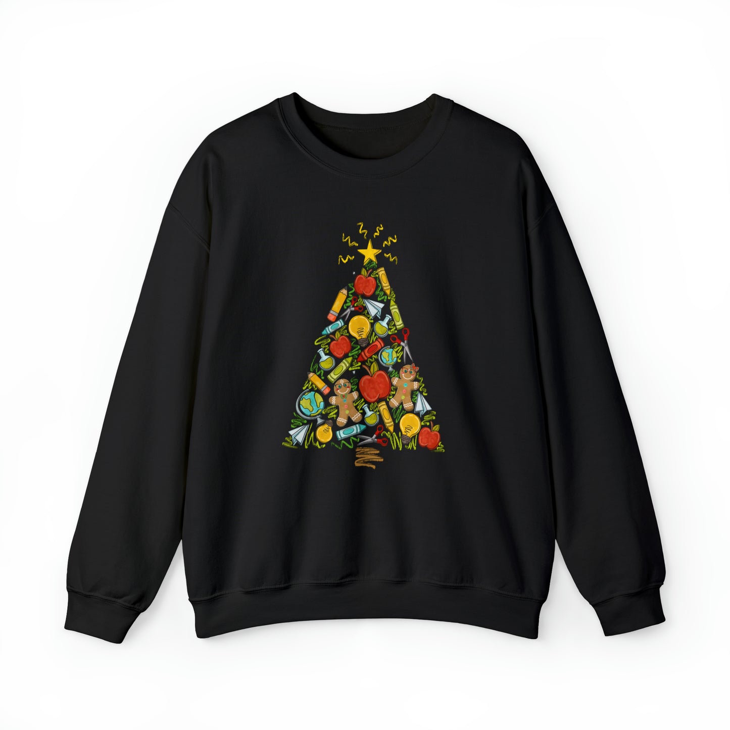 Teacher Supplies Christmas Tree Heavyweight Crewneck Sweatshirt