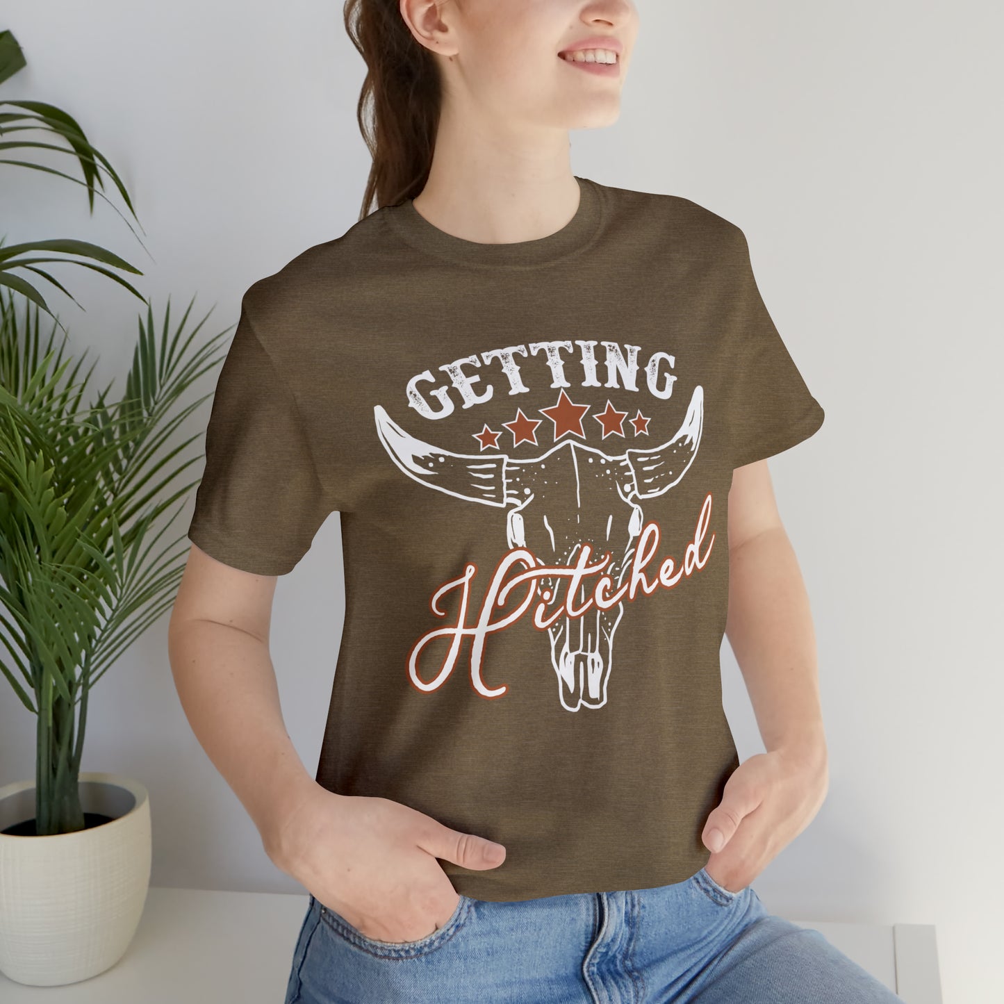 Vintage Getting Hitched Bride/ Groom T-Shirt - White Design