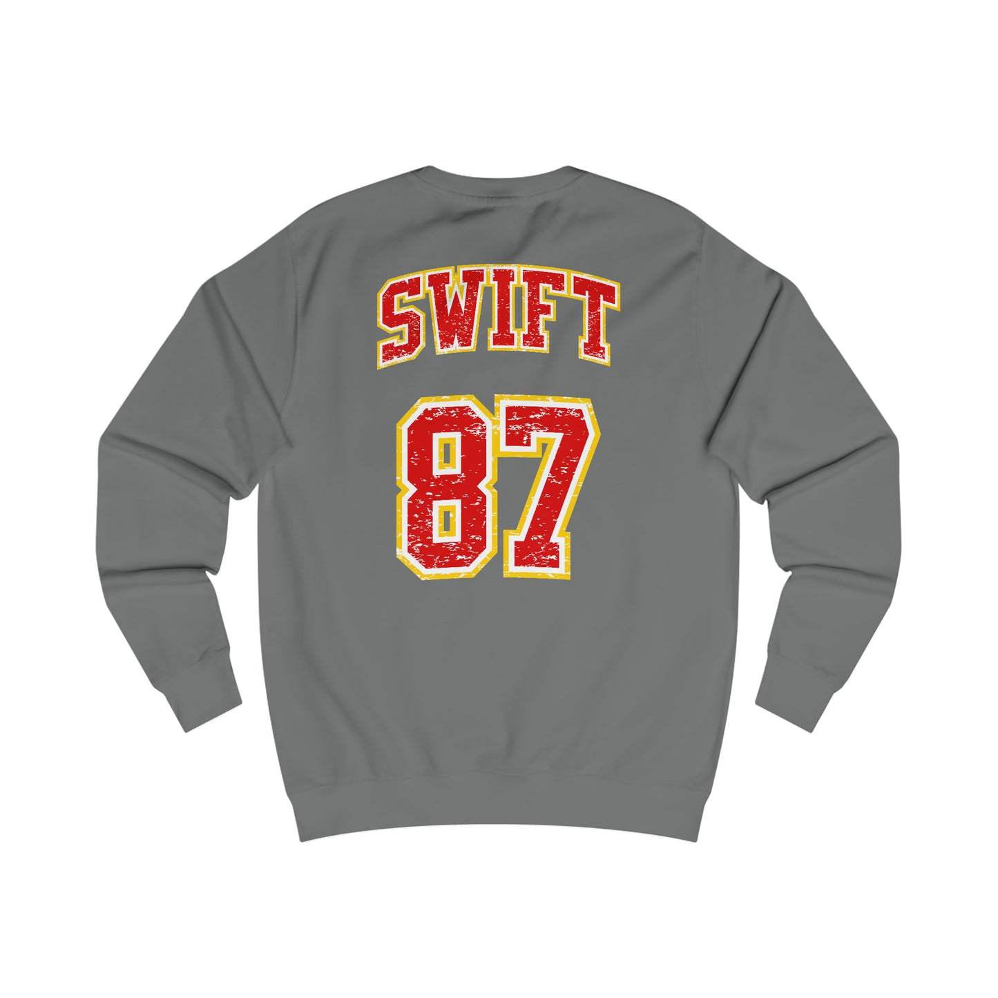 Go Taylor's Boyfriend Swift Kelce Football Shirt  with Swift 87 on back Unisex Heavy Blend™ Crewneck Sweatshirt - FRONT and BACK Design