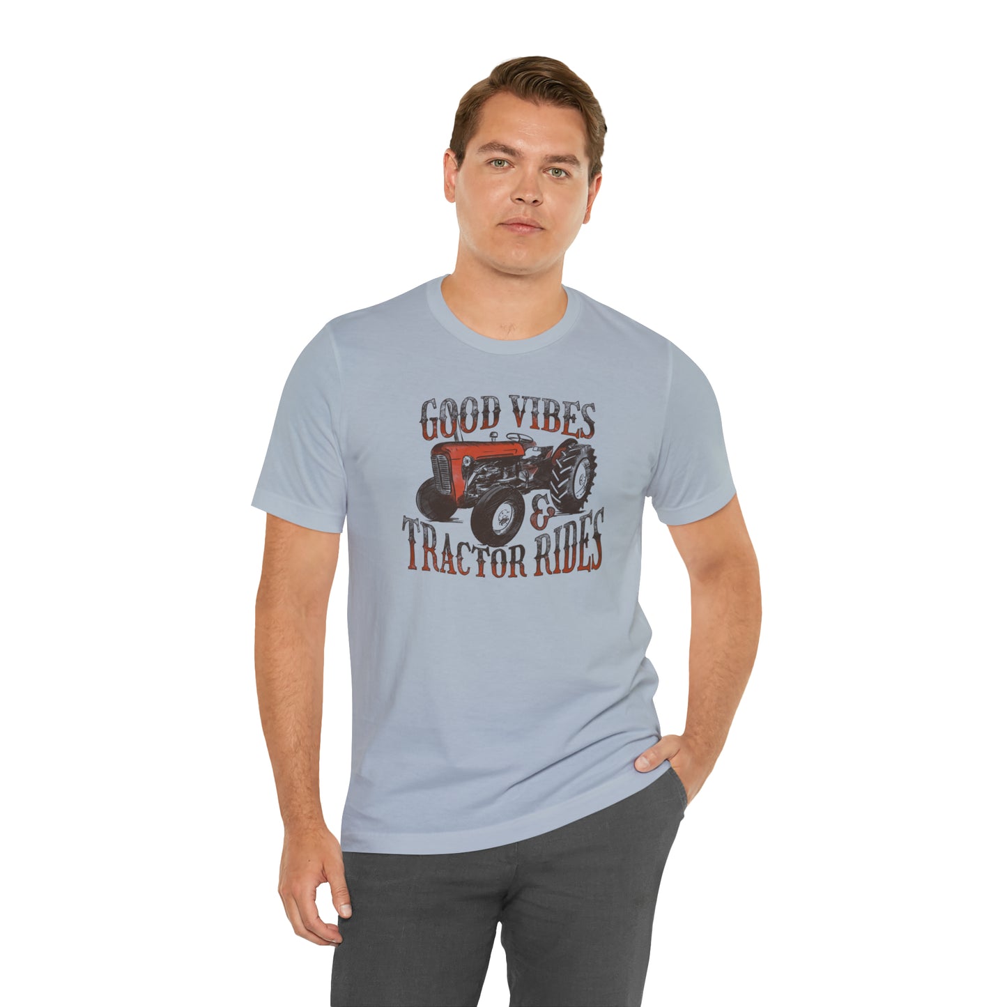 Vintage Good Vibes and Tractors Unisex Jersey Short Sleeve Tee