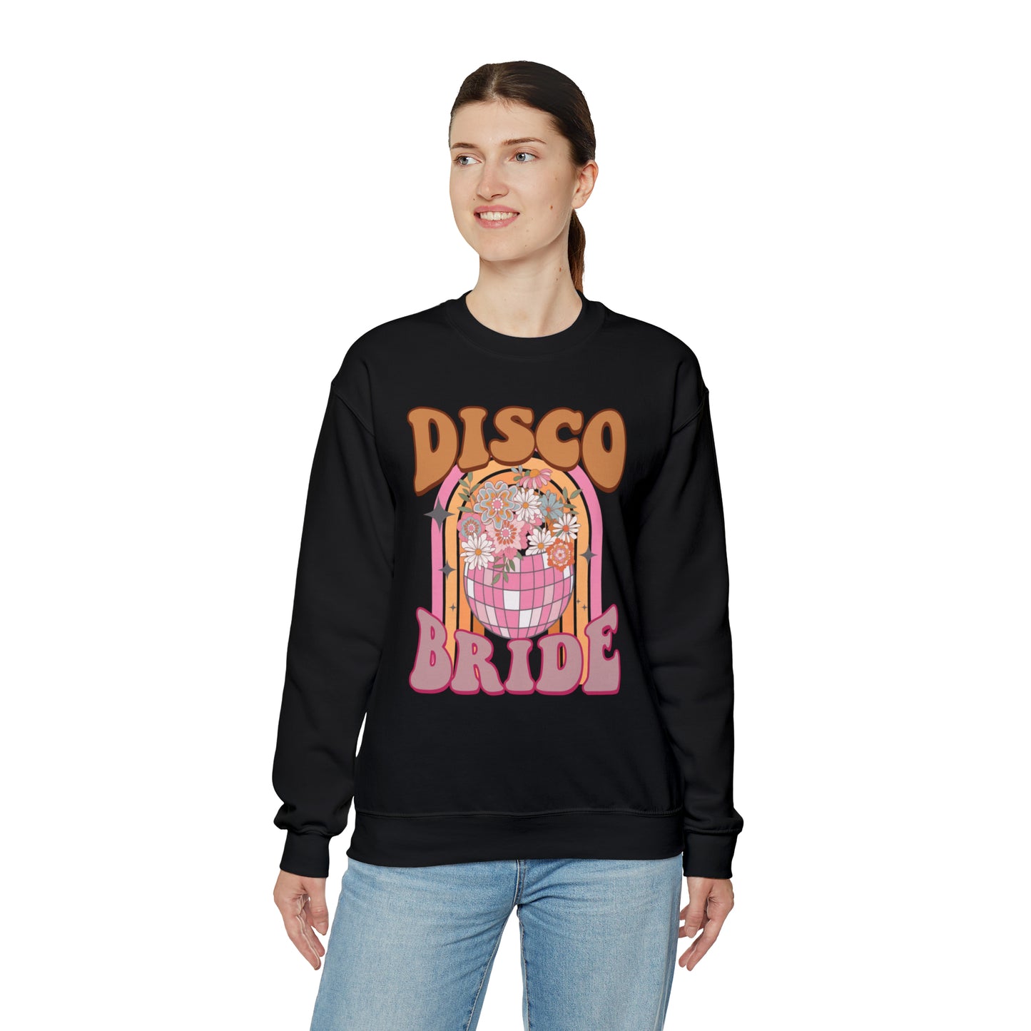 Retro Disco Bride Mirror Ball Bride Unisex Heavy Blend™ Crewneck Sweatshirt