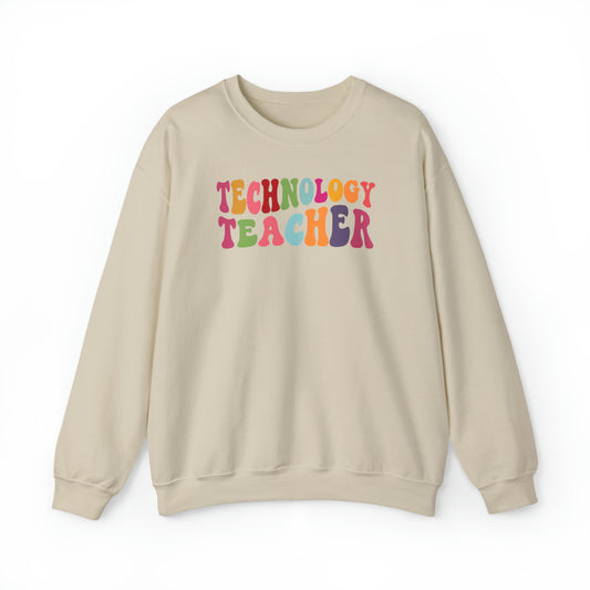 Multi-Colored Technology Teacher Lined Heavyweight Crewneck Sweatshirt