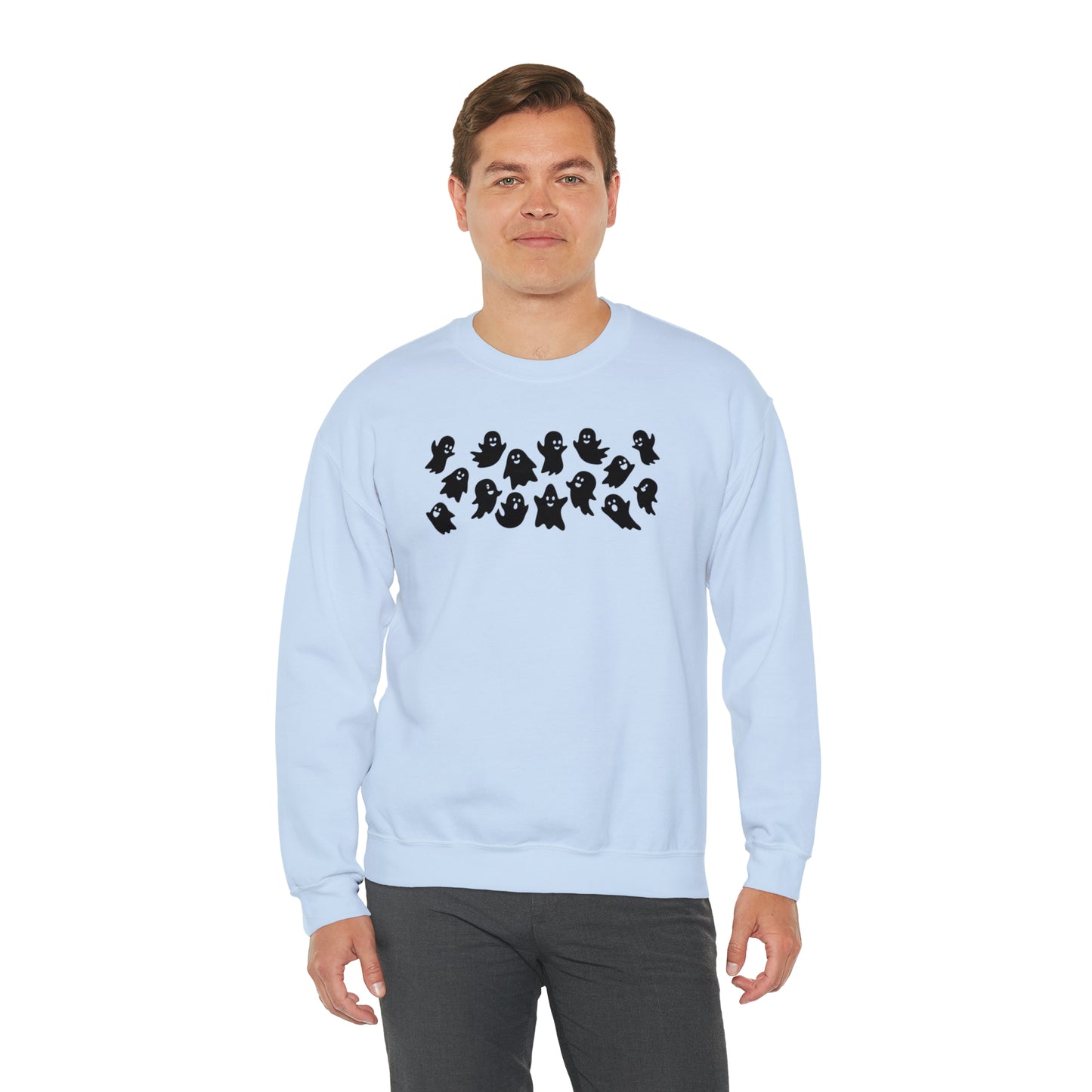 Ghost Family Fall Halloween Retro Warm Colored  Unisex Heavy Blend™ Crewneck Sweatshirt