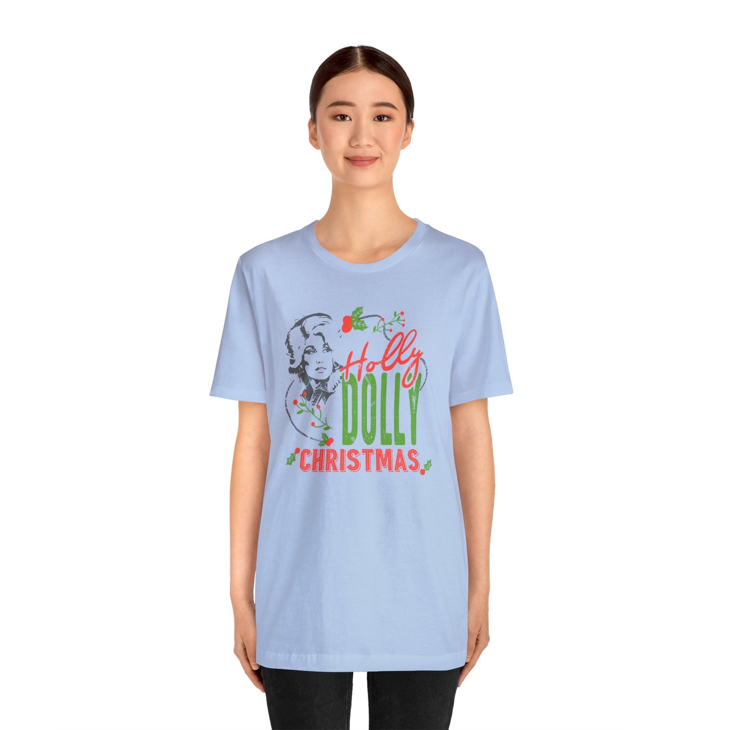 Holly Dolly Christmas Bella Jersey Short Sleeve Tee (Unisex)