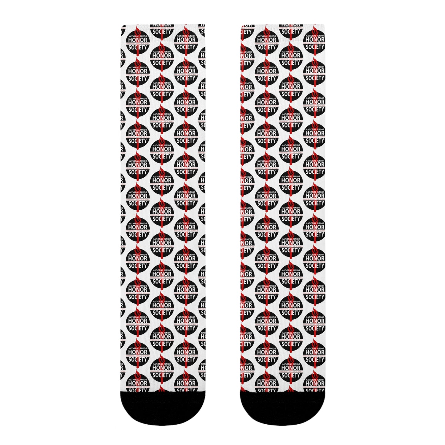 Freeburg Middle School National Junior Honor Society Red and Black Design Sublimation Crew Socks (EU) - White