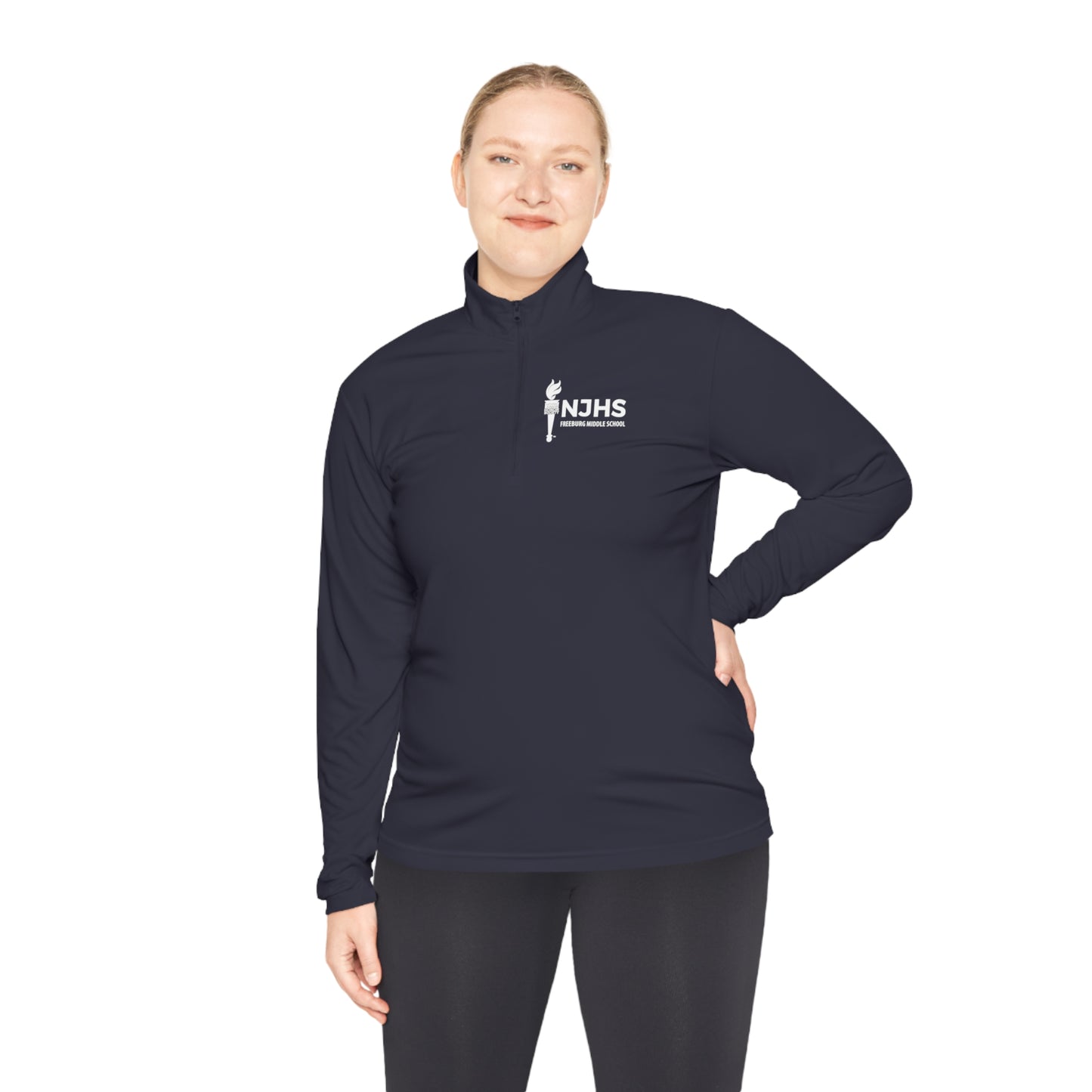 Freeburg Middle School NJHS White Print Unisex Quarter-Zip Pullover