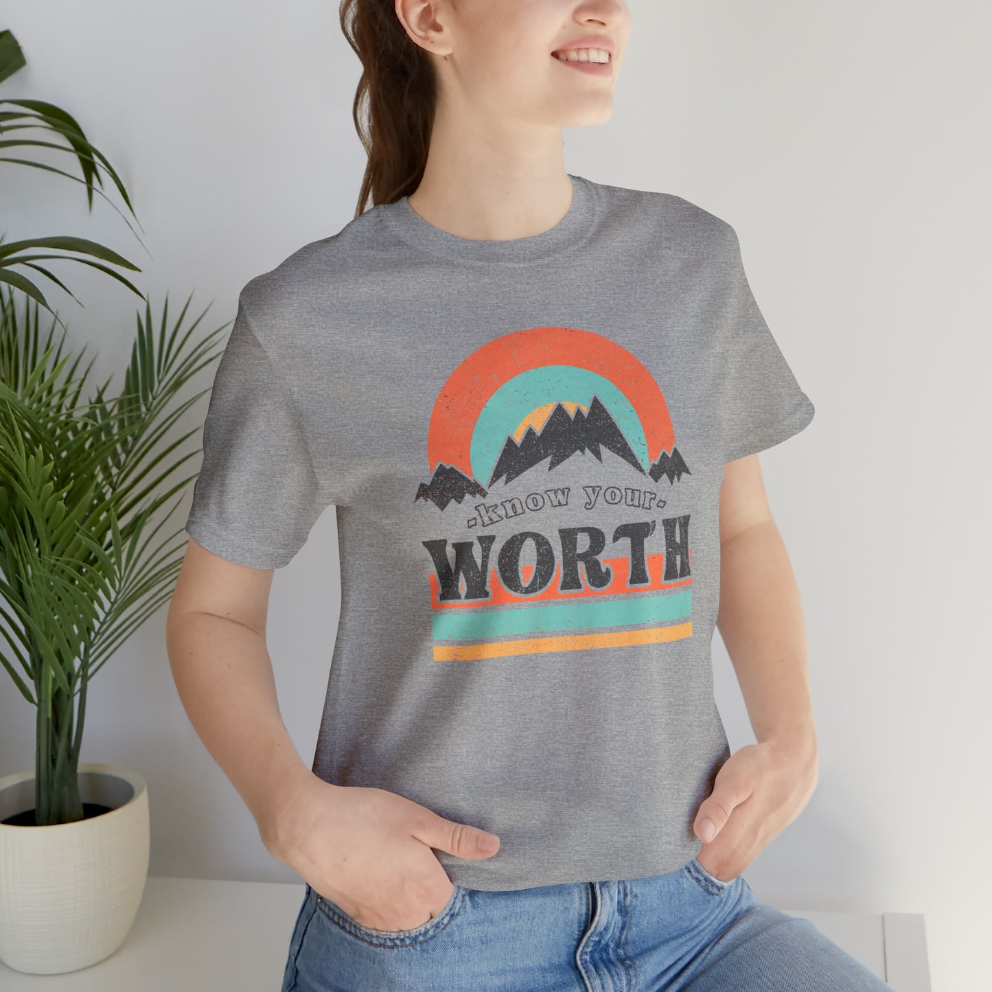 "Know Your Worth" Unisex Jersey Short Sleeve Tee