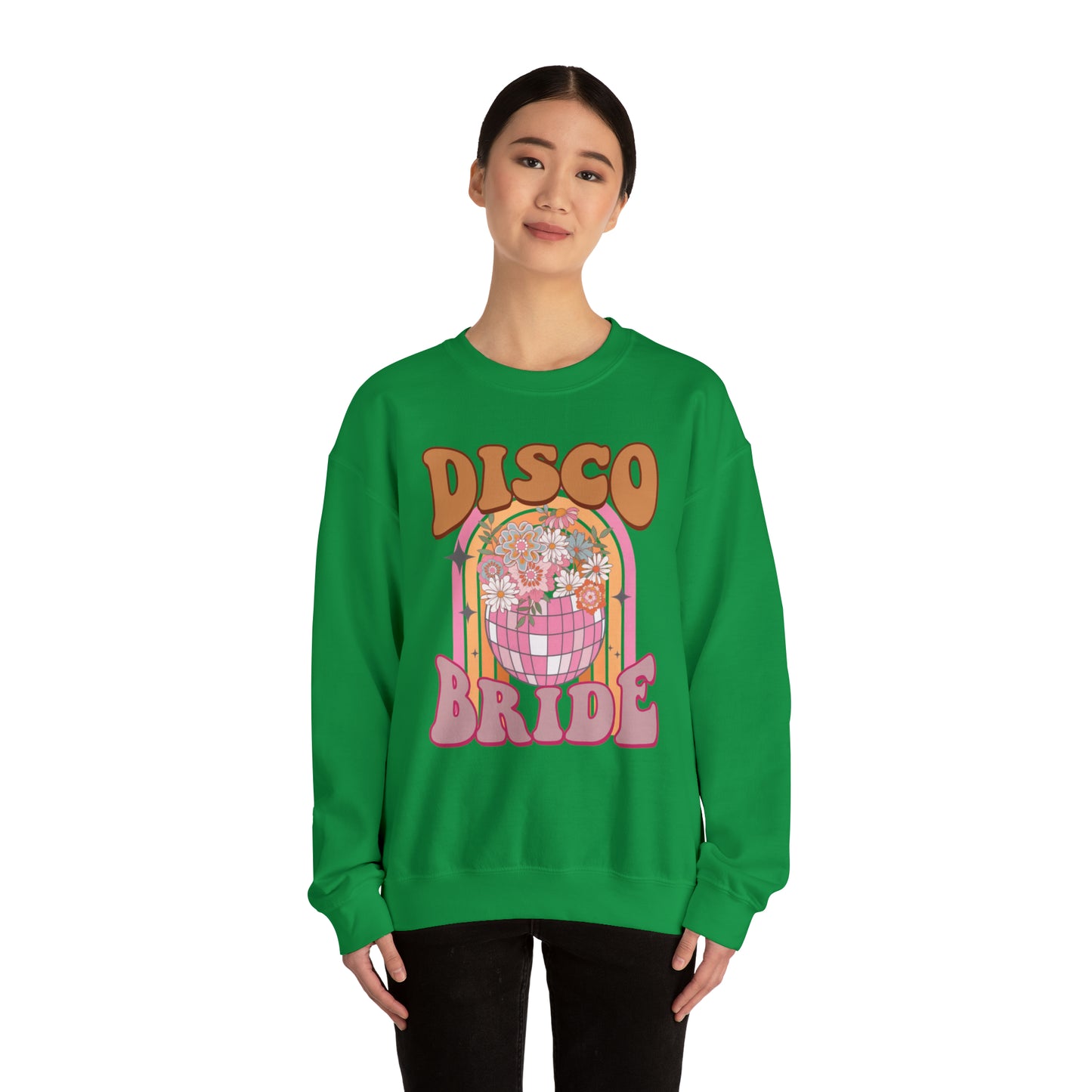 Retro Disco Bride Mirror Ball Bride Unisex Heavy Blend™ Crewneck Sweatshirt