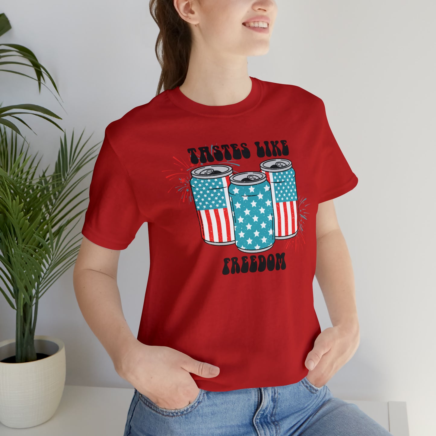 American USA Tastes Like Freedom Beverage Can Unisex Jersey Short Sleeve Tee