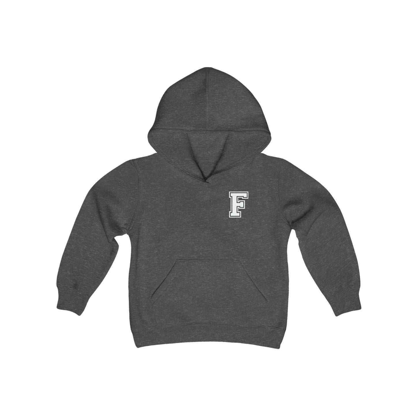 YOUTH - Front and Back Design - Varsity F and Vertical Freeburg Midgets Logo Youth Heavy Blend Hooded Sweatshirt