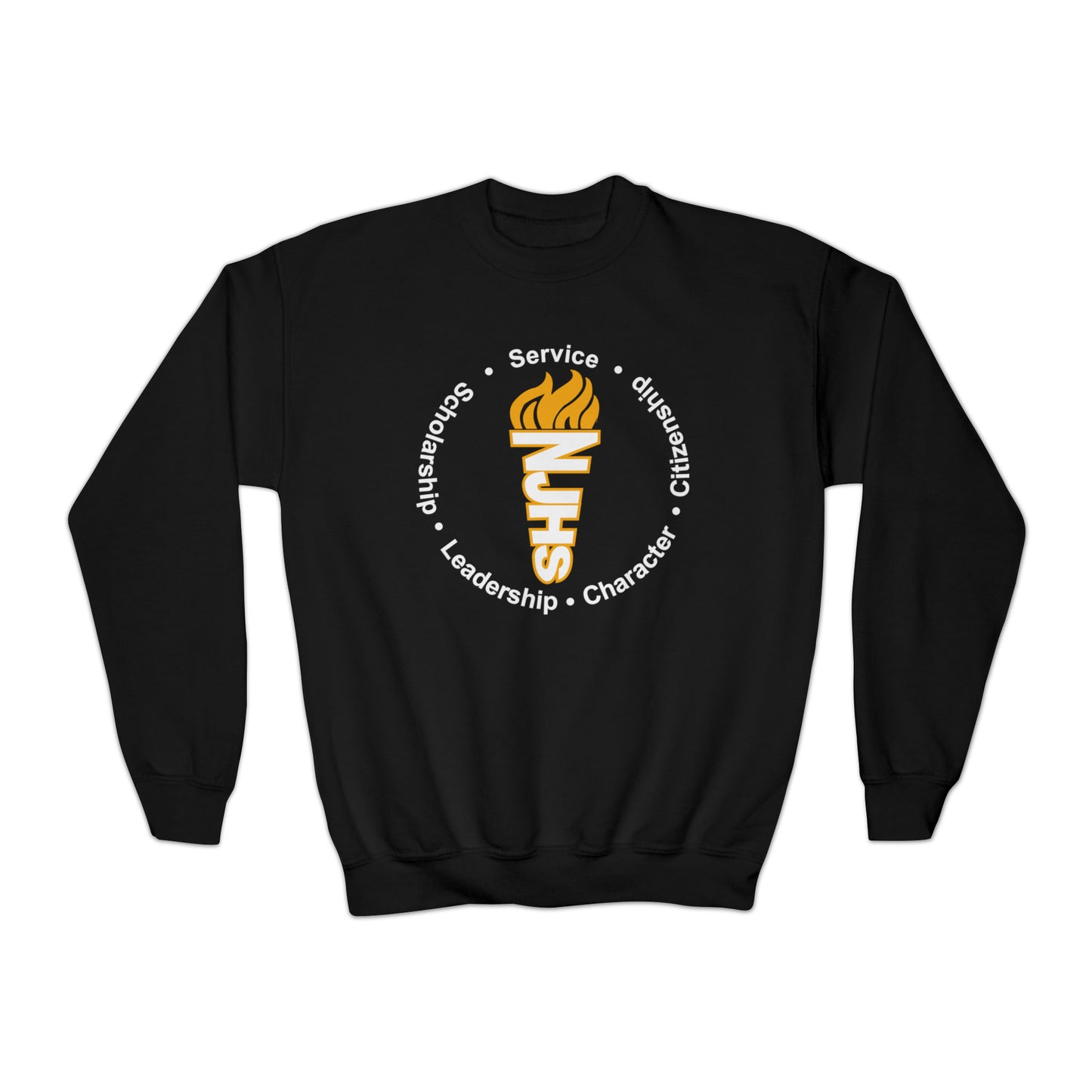 YOUTH - National Junior Honor Society Golden Circular Character Torch Youth Crewneck Sweatshirt