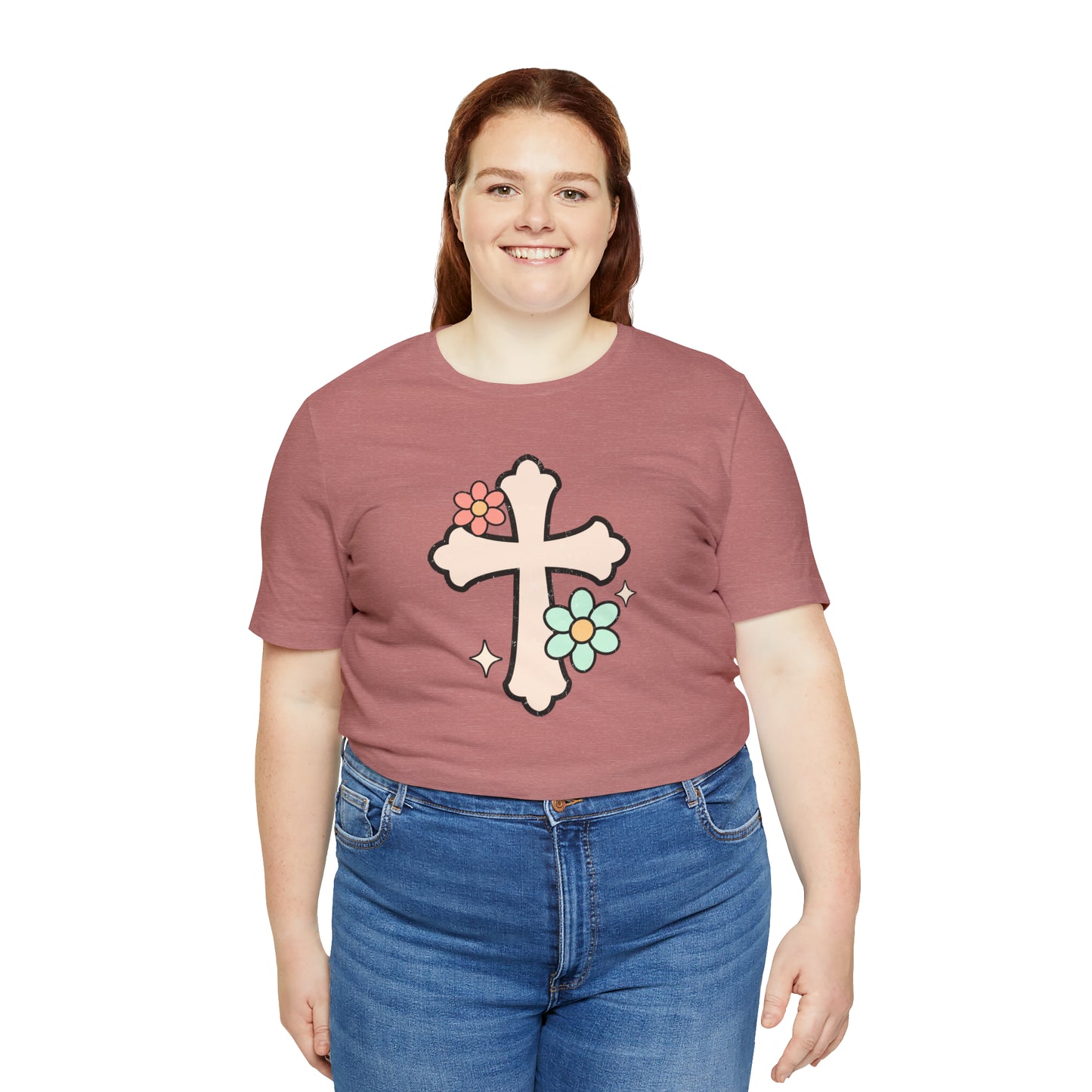 Vintage Floral Boho Cross T-Shirt