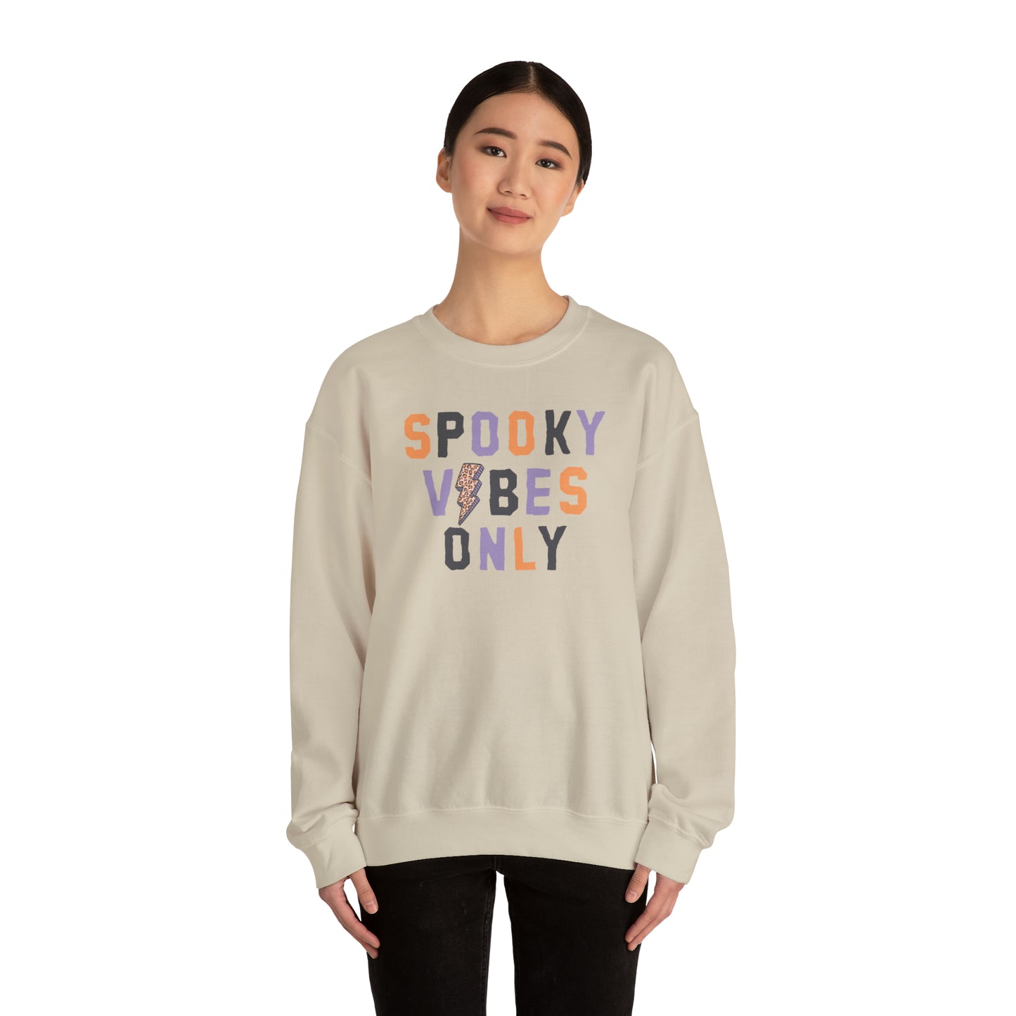 Spooky Vibes Fall Halloween Retro Warm Colored  Unisex Heavy Blend™ Crewneck Sweatshirt