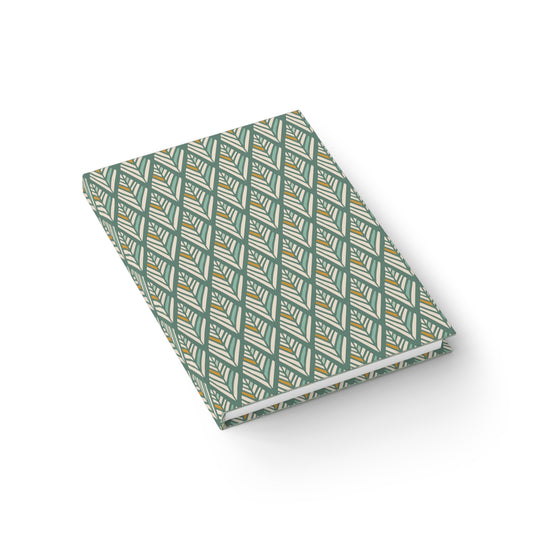 Green and Cream Boho Diamonds Pattern Journal - Blank