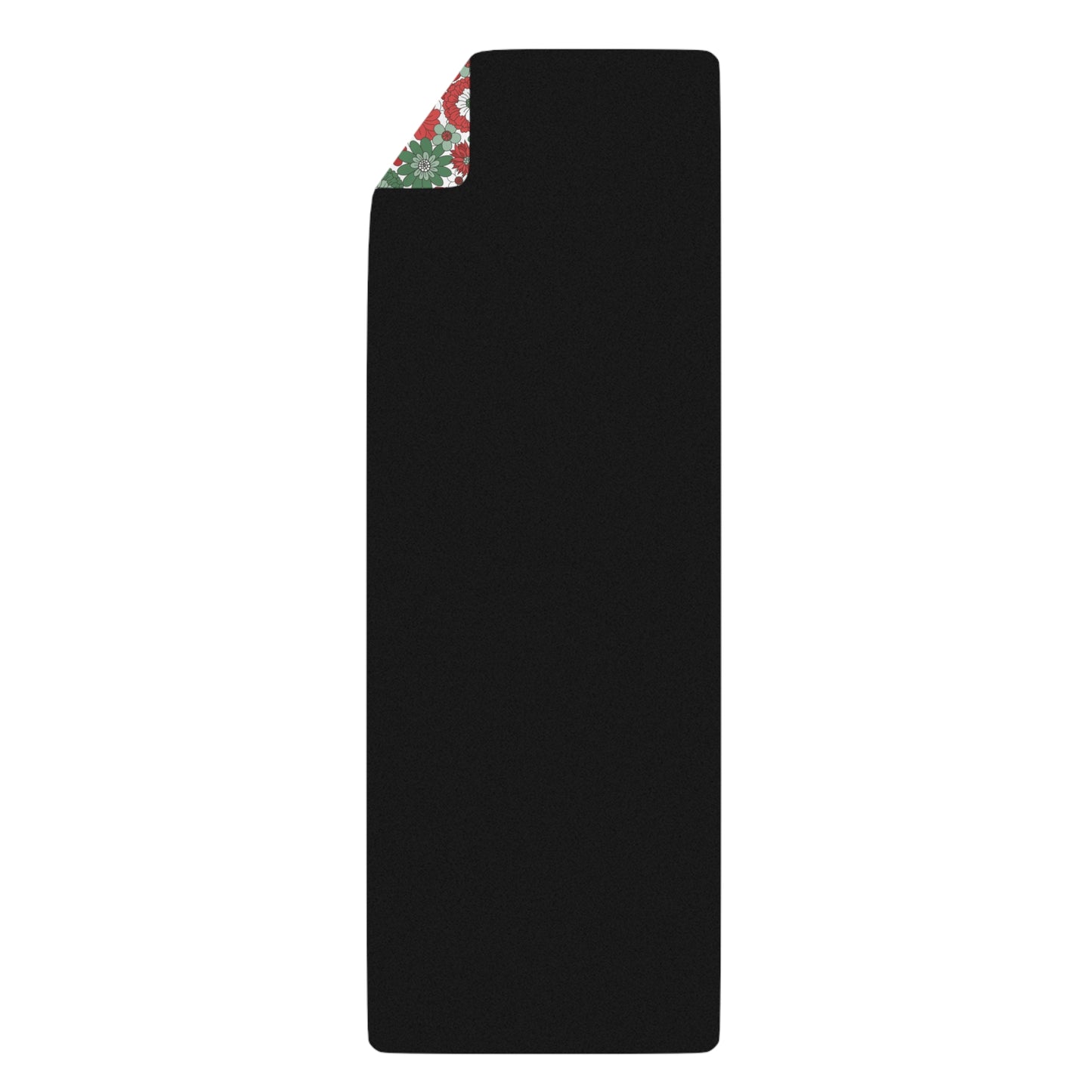 Retro Christmas Holiday Floral Red Green and White Pattern Rubber Yoga Mat