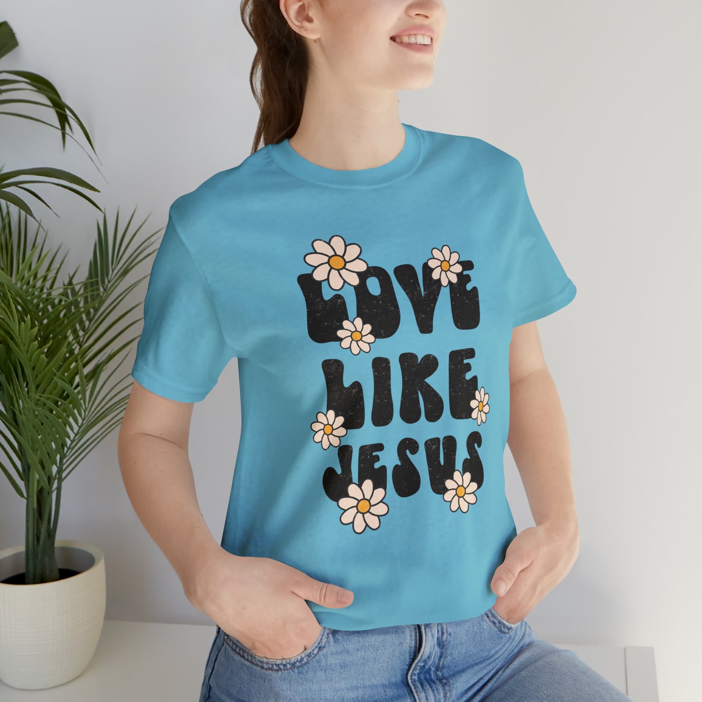 Distressed Daisy Love Like Jesus T-Shirt