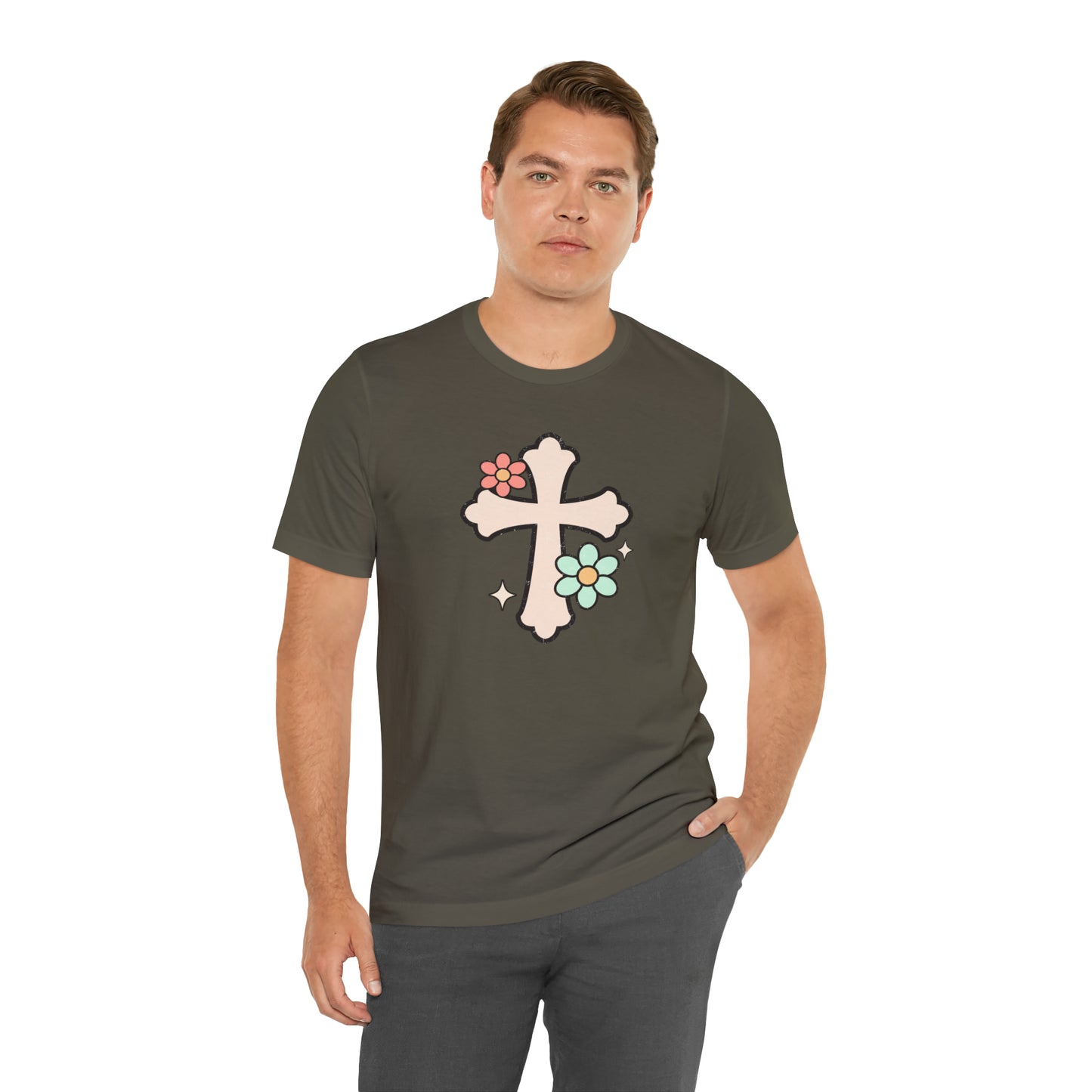 Vintage Floral Boho Cross T-Shirt