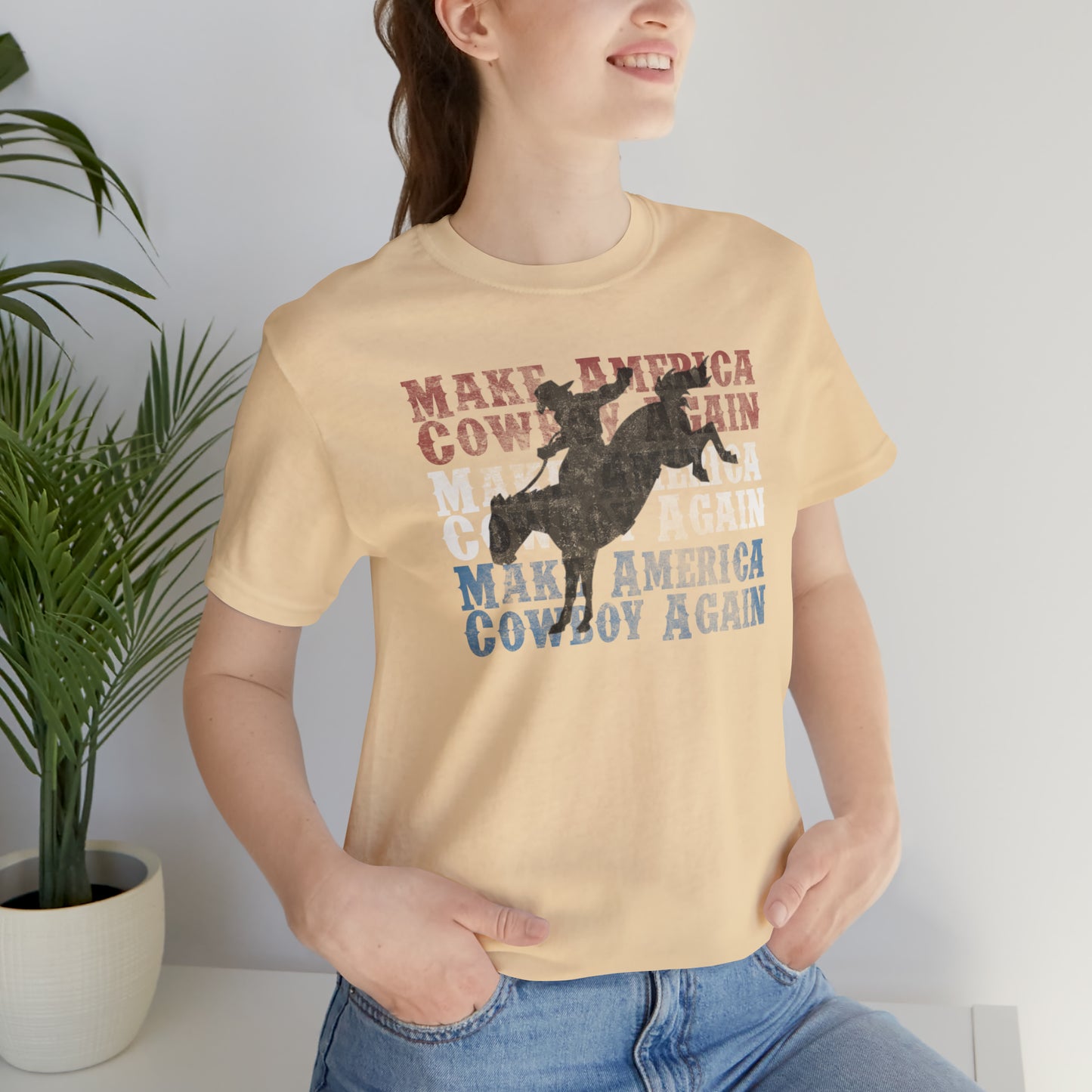 "Make America Cowboy Again" Unisex Jersey Short Sleeve Tee