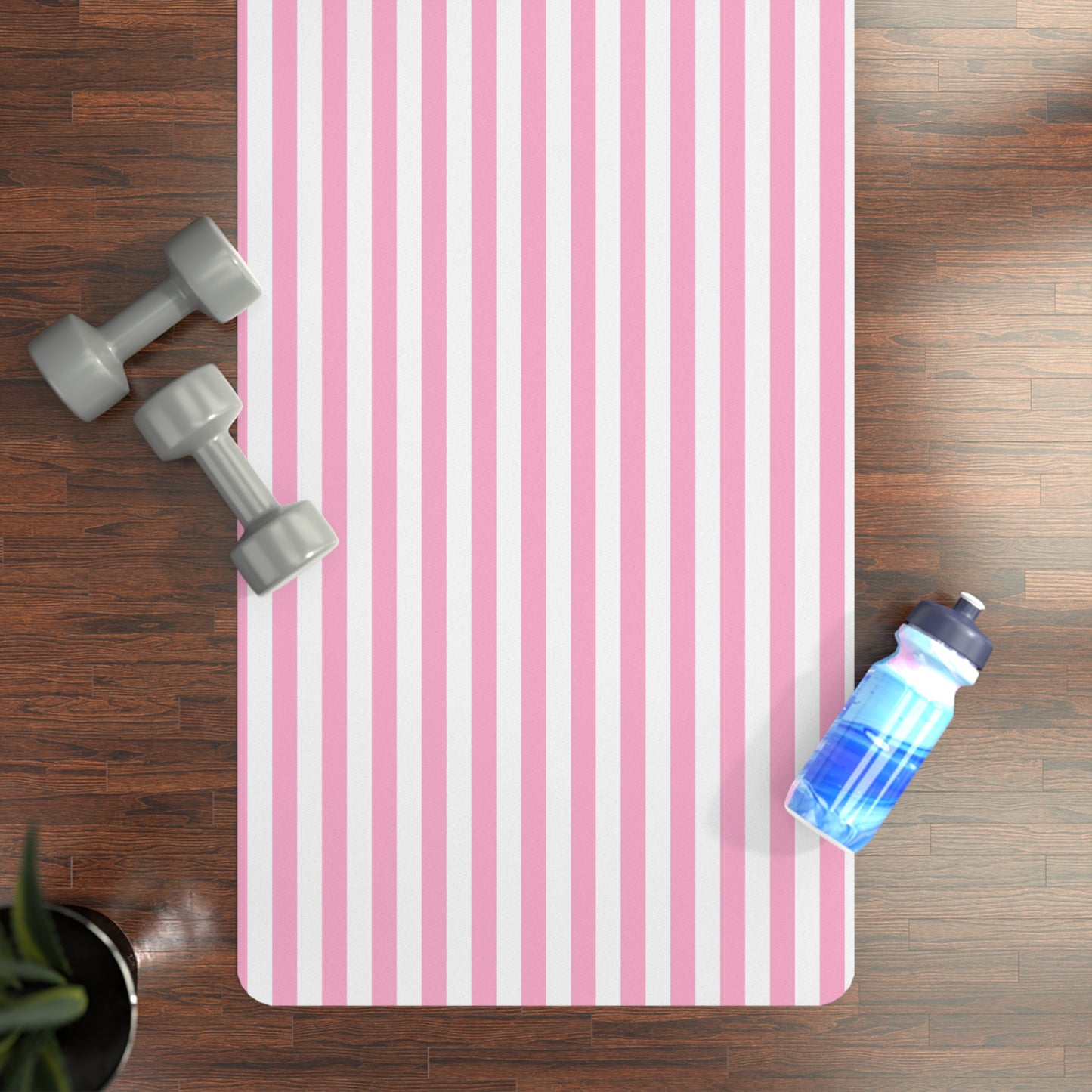 Pink Striped Rubber Yoga Mat