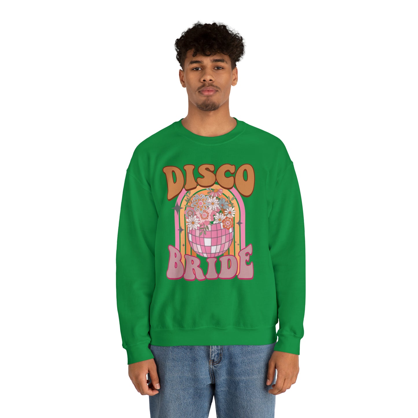 Retro Disco Bride Mirror Ball Bride Unisex Heavy Blend™ Crewneck Sweatshirt