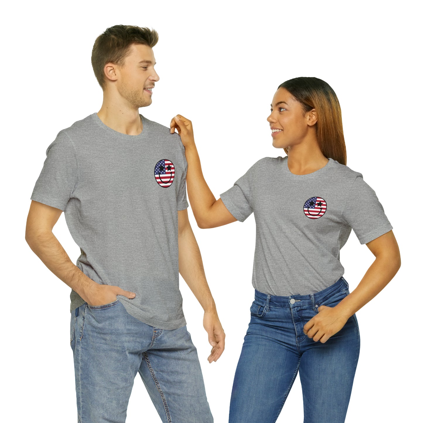 "Jesus Christ Stars and Stripes" (Front and Back Design) Unisex Jersey Short Sleeve Tee