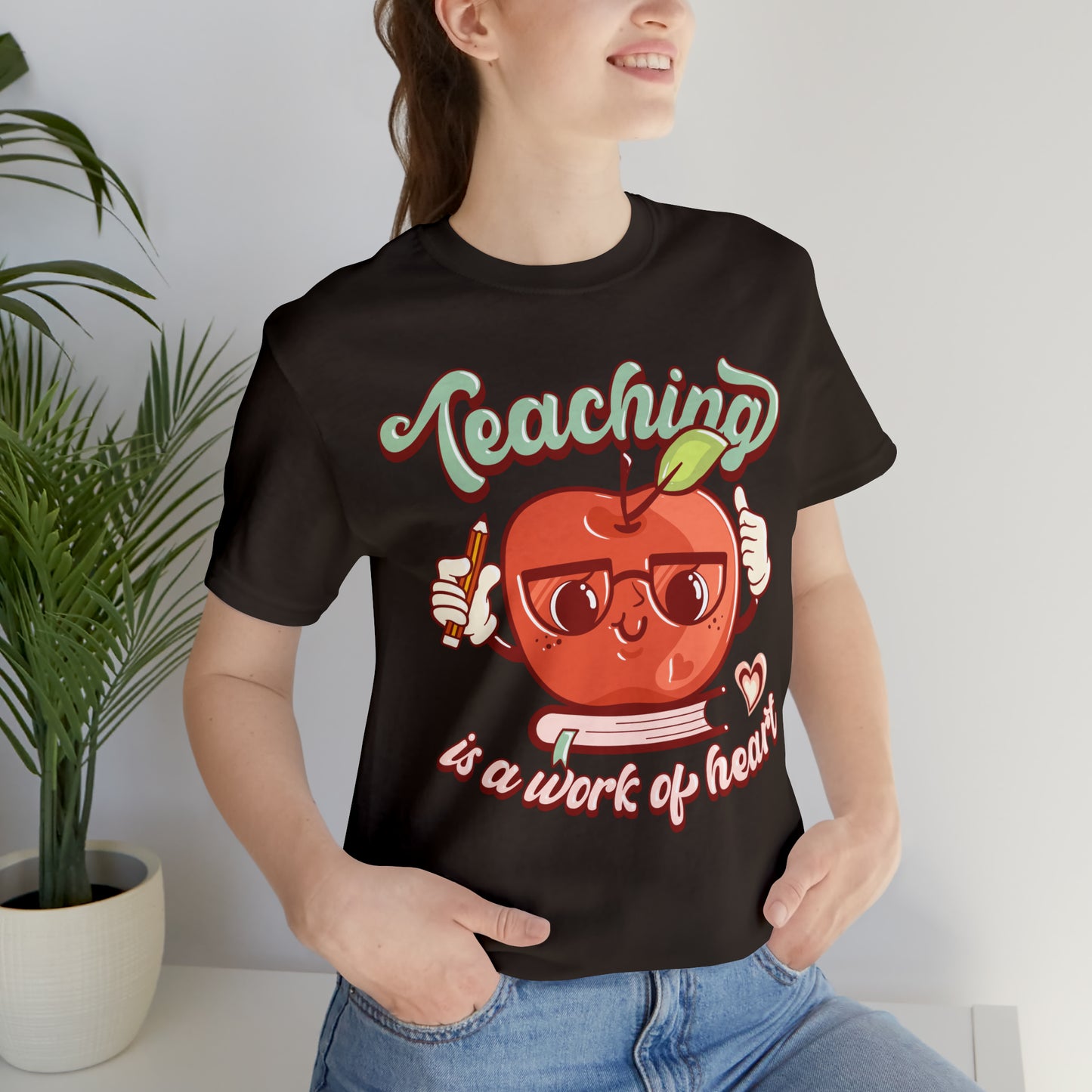 Vintage Teaching is a Work of Heart Unisex Jersey Short Sleeve Tee