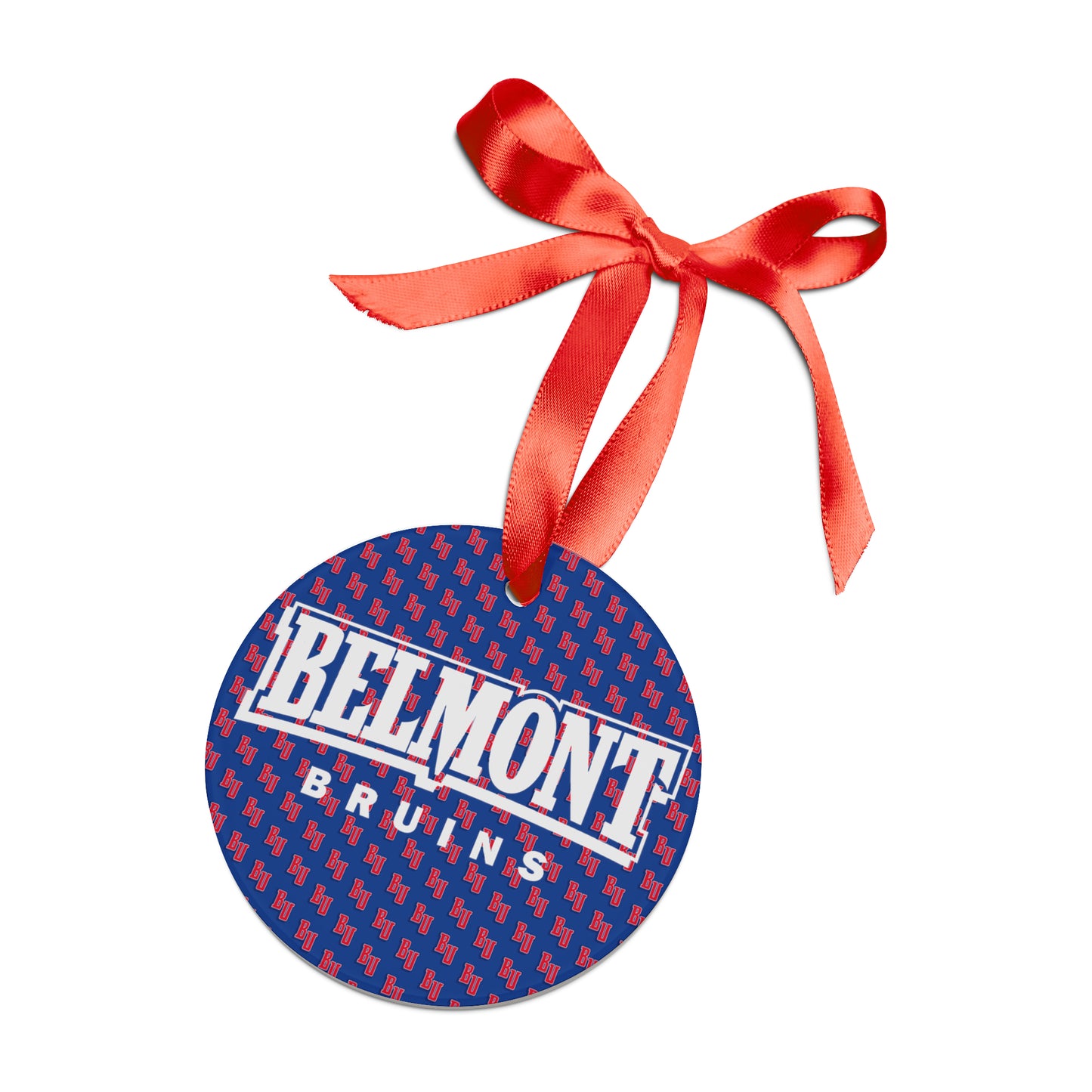 Belmont Bruins White Logo Ornament with Ribbon