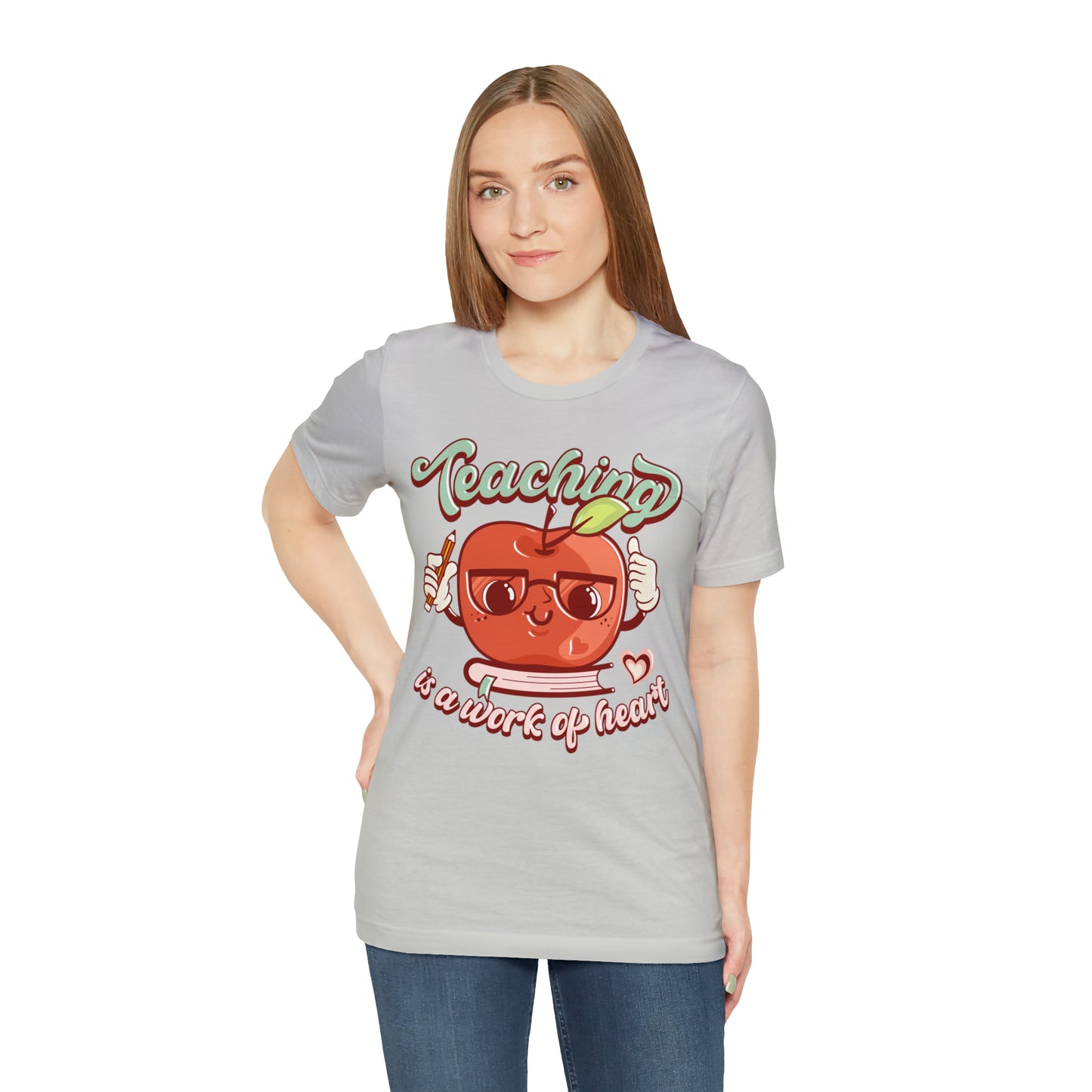 Vintage Teaching is a Work of Heart Unisex Jersey Short Sleeve Tee