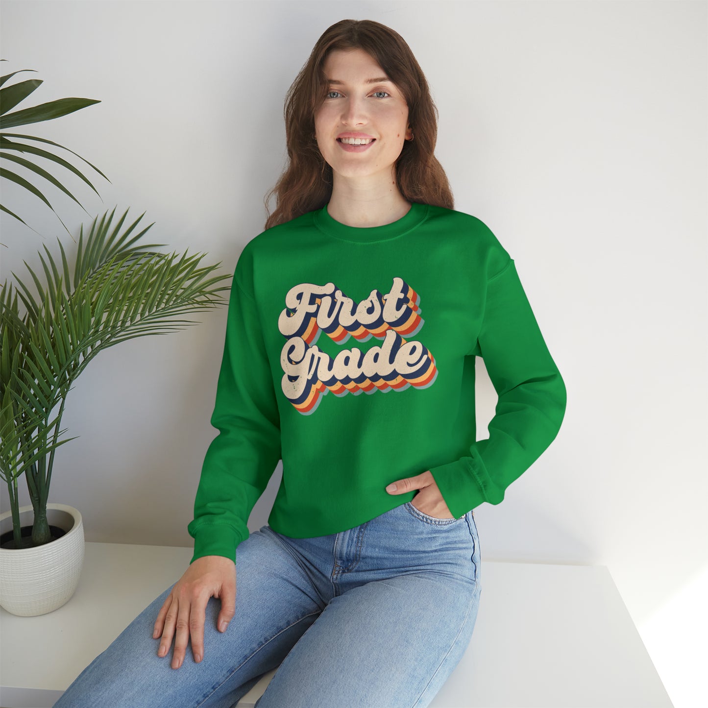 Retro 1st Grade Unisex Heavy Blend™ Crewneck Sweatshirt