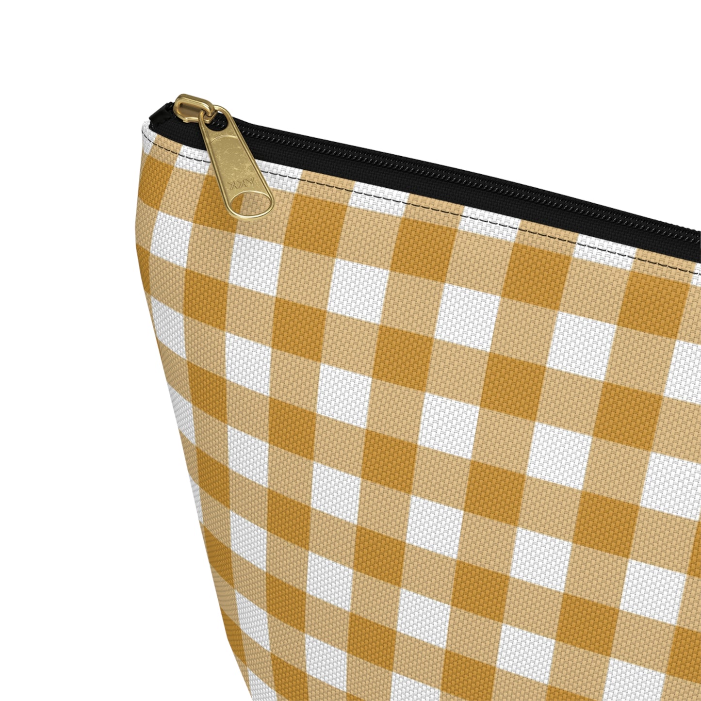 Mustard Gingham Print Design  Accessory Pouch w T-bottom