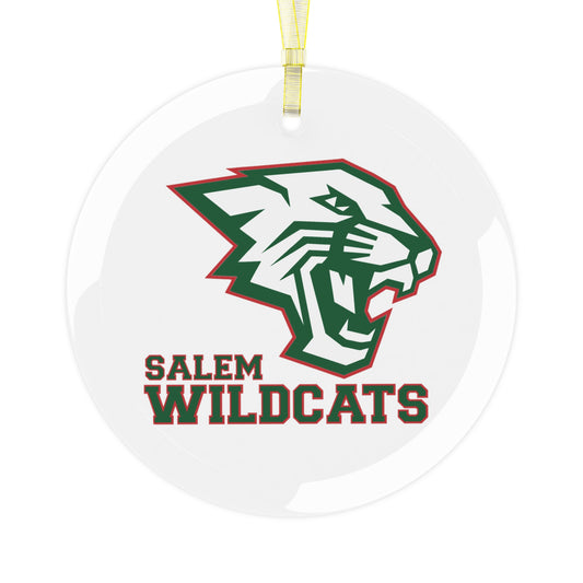 Salem Wildcat - Green Print Glass Ornament