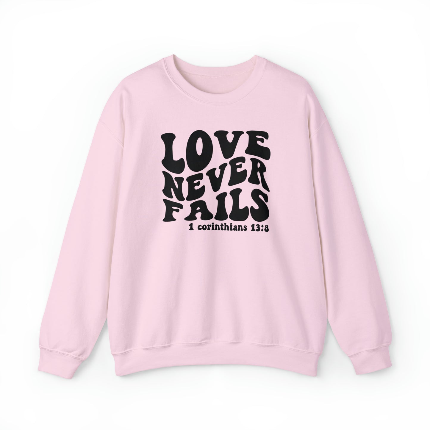 Love Never Fails Black Logo Unisex Heavy Blend™ Crewneck Sweatshirt