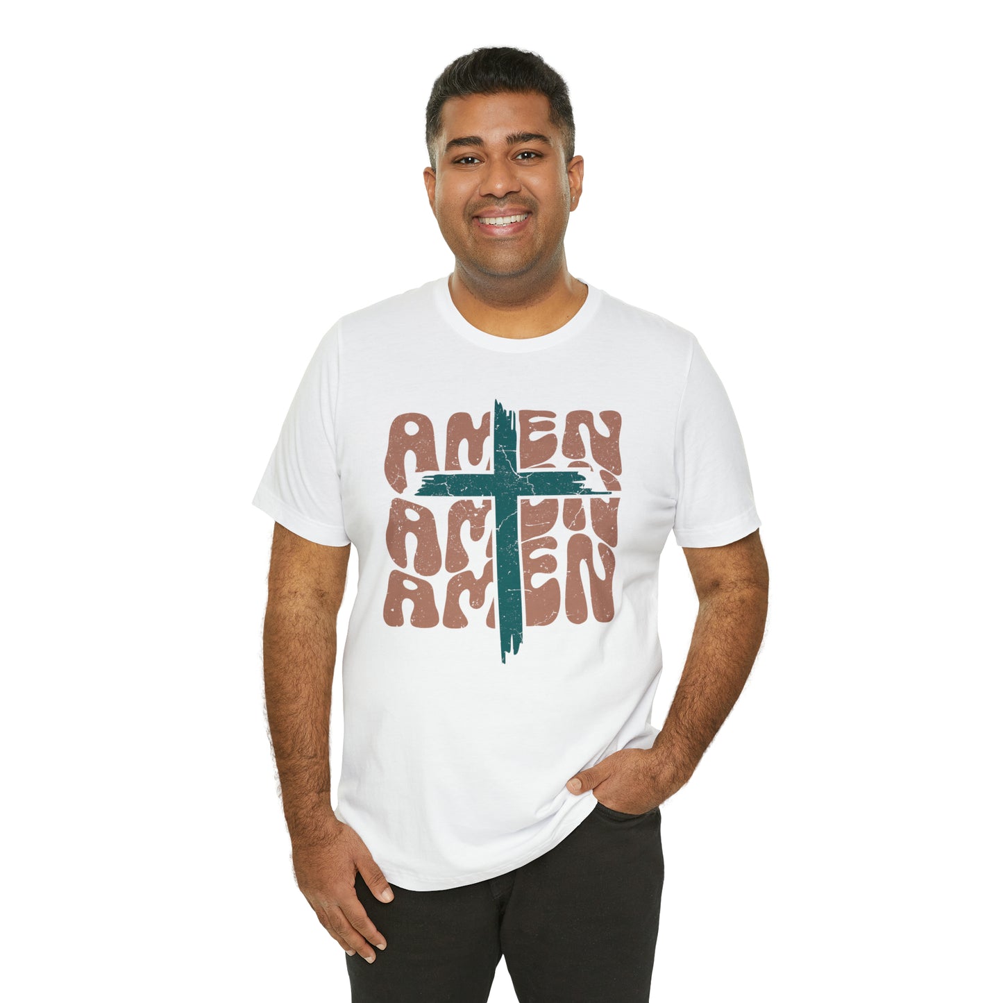 Amen Amen Amen with Cross Boho Color T-Shirt