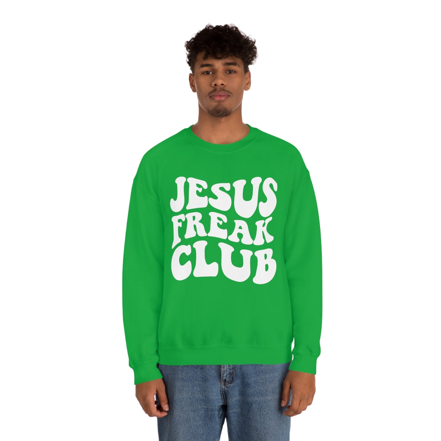 Vintage Jesus Freak Club White Logo Unisex Heavy Blend™ Crewneck Sweatshirt