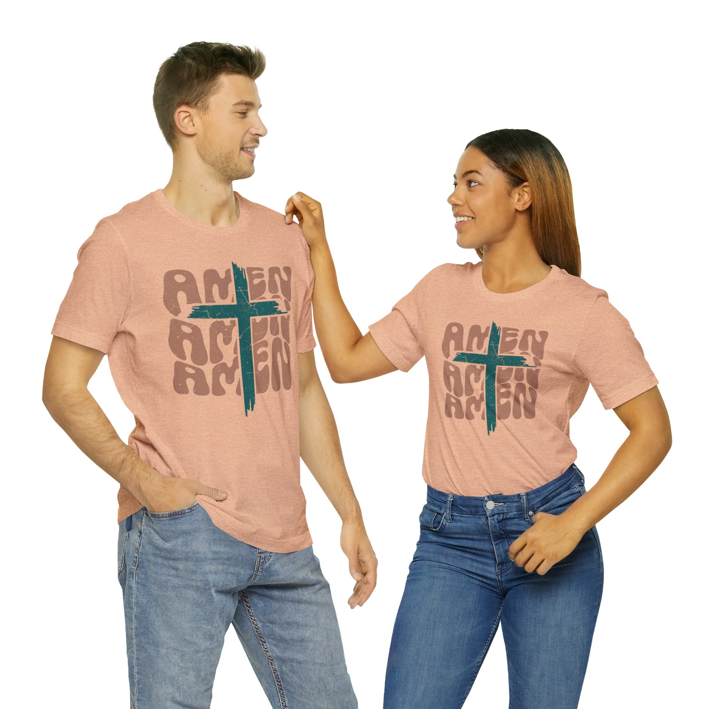 Amen Amen Amen with Cross Boho Color T-Shirt