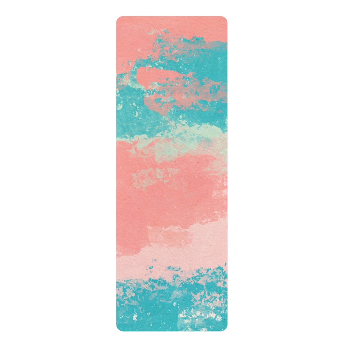 Pink and Turquoise Water Color Pattern Rubber Yoga Mat