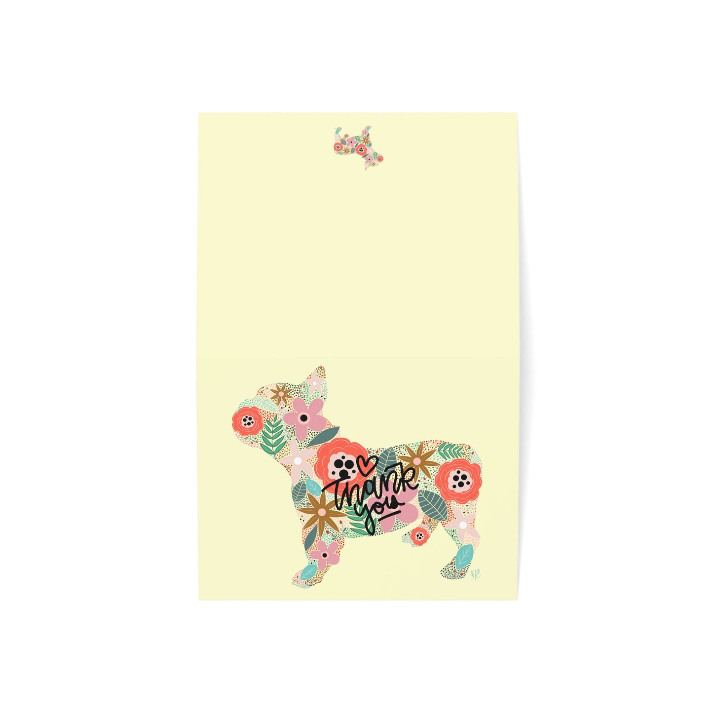 Floral Frenchie Dog Greeting Cards (1, 10, 30, and 50pcs)