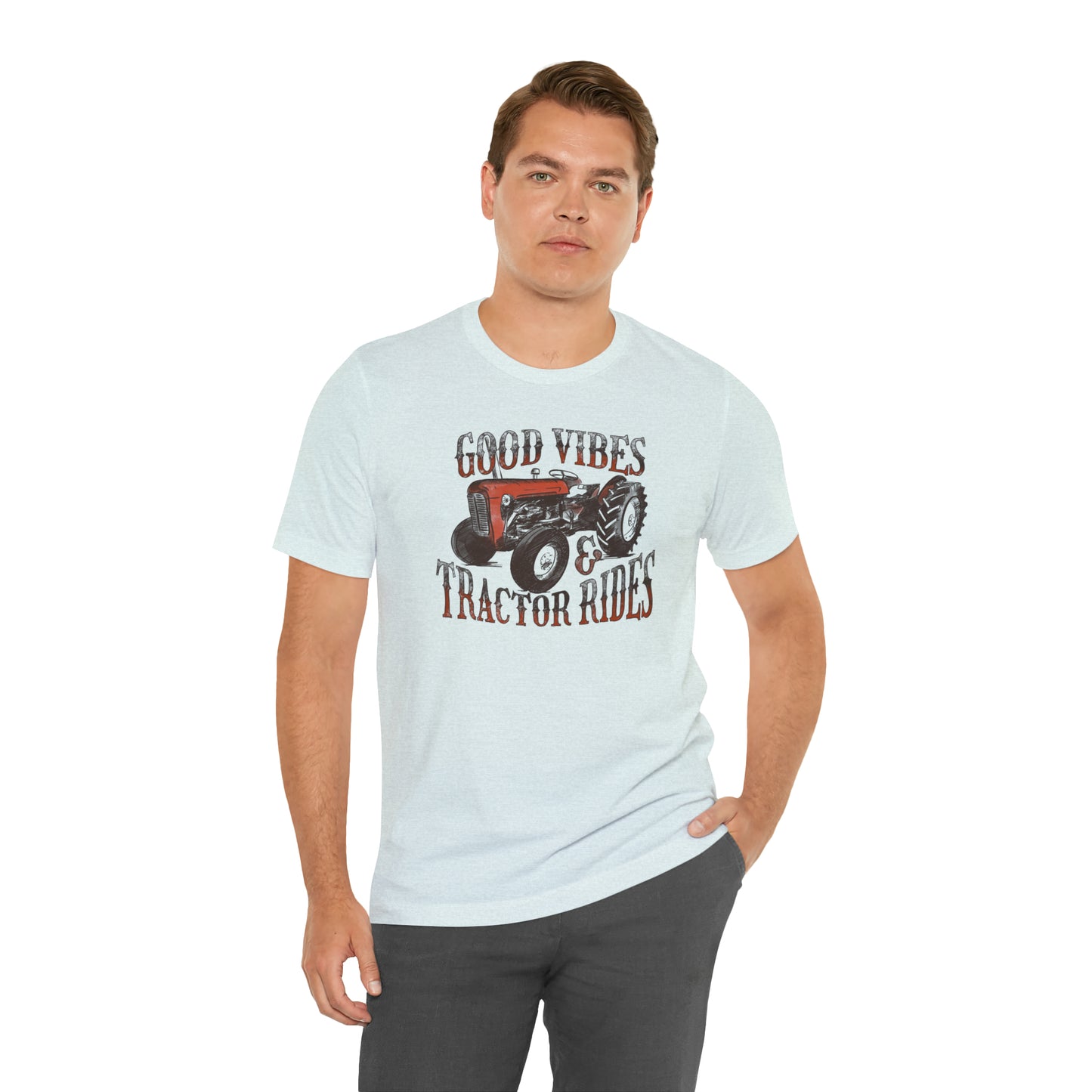 Vintage Good Vibes and Tractors Unisex Jersey Short Sleeve Tee