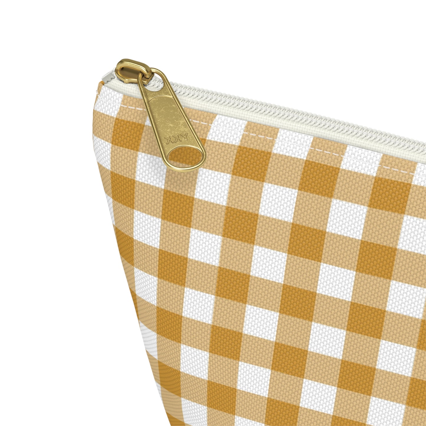 Mustard Gingham Print Design  Accessory Pouch w T-bottom