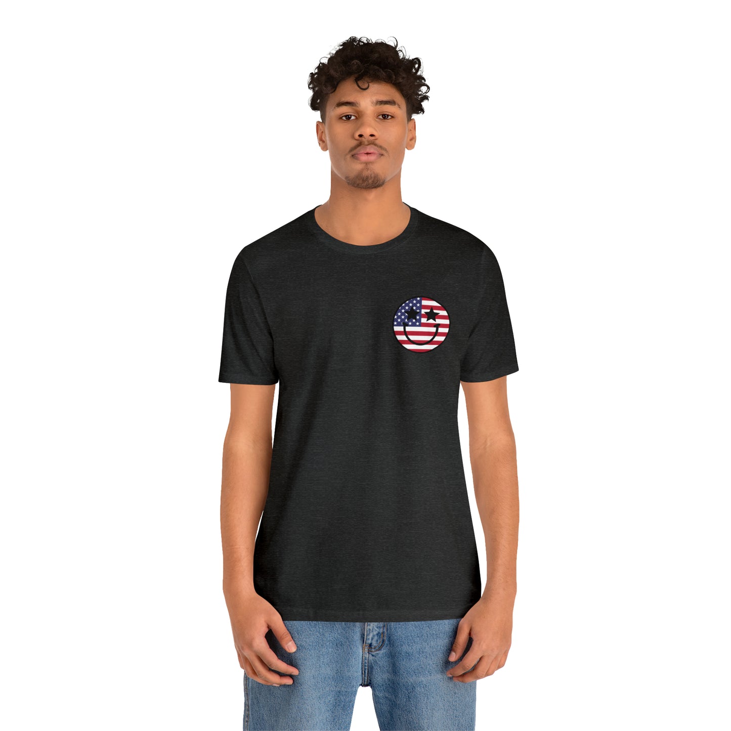 "Jesus Christ Stars and Stripes" (Front and Back Design) Unisex Jersey Short Sleeve Tee