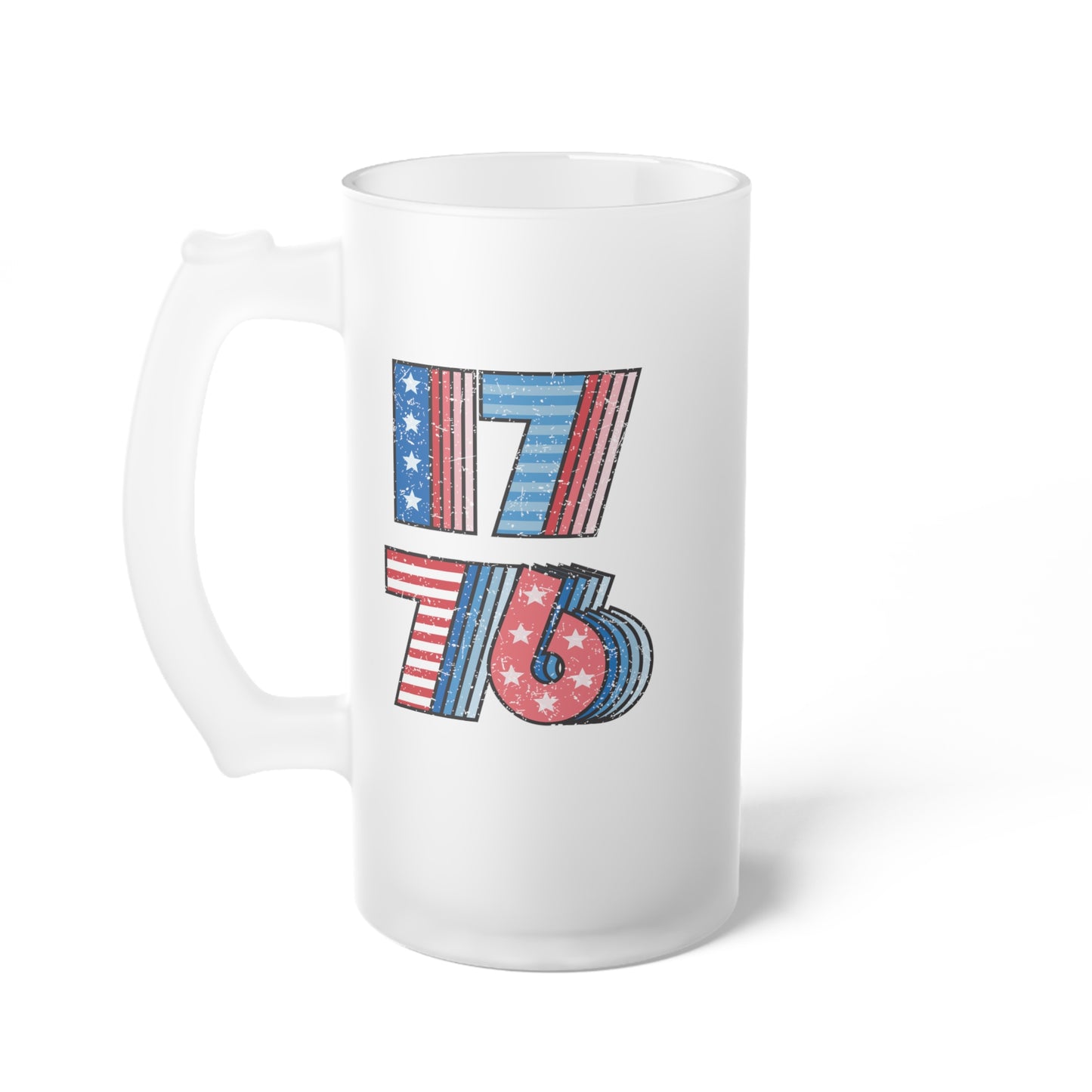 1776 United States / USA/ 4th of July Frosted Glass Beer Mug