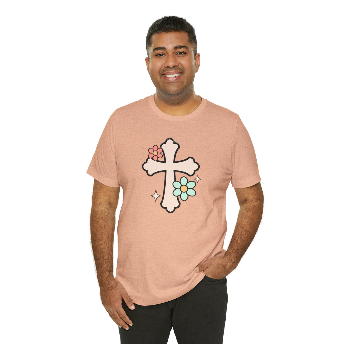 Vintage Floral Boho Cross T-Shirt