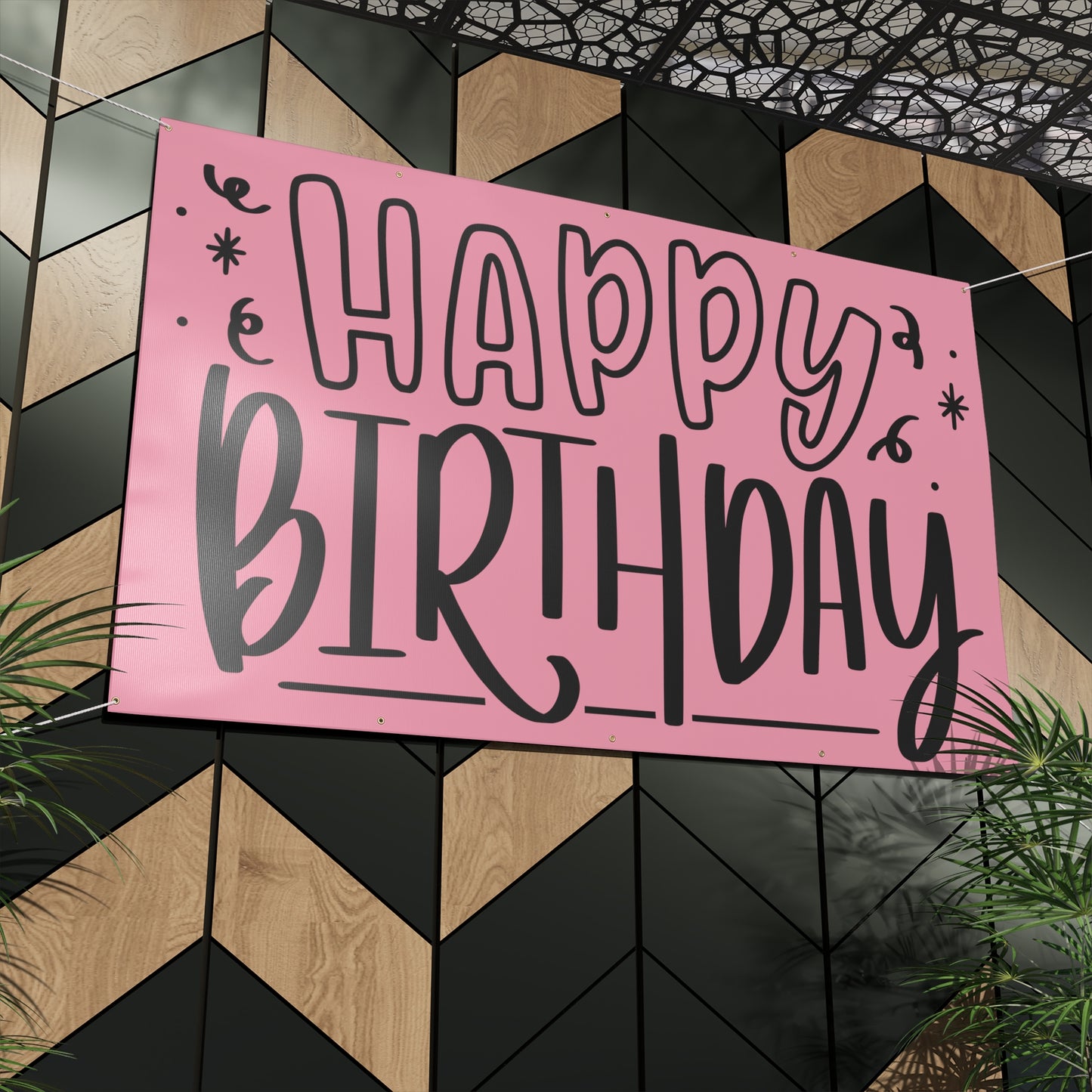 Happy Birthday Matte Banner - Pink