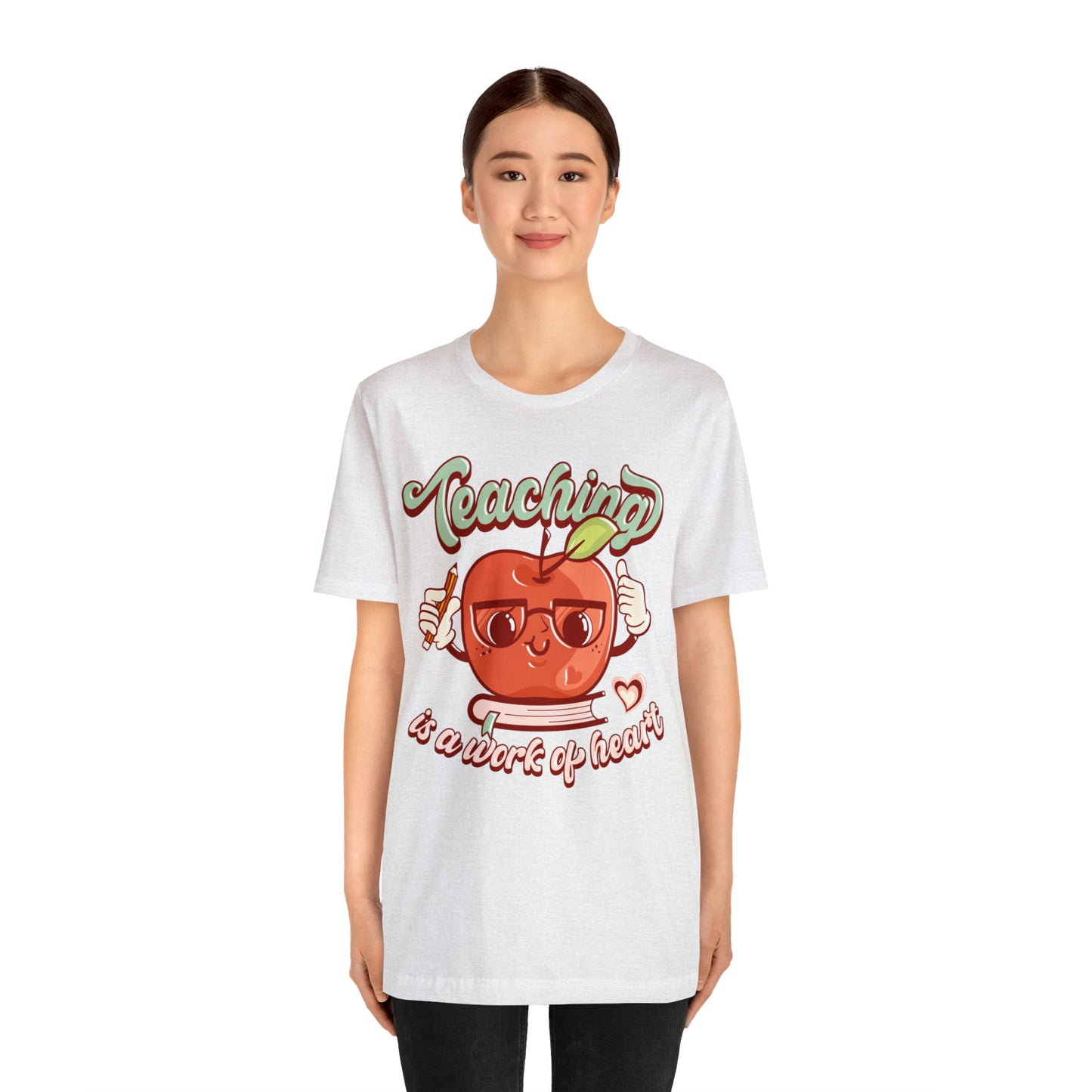 Vintage Teaching is a Work of Heart Unisex Jersey Short Sleeve Tee